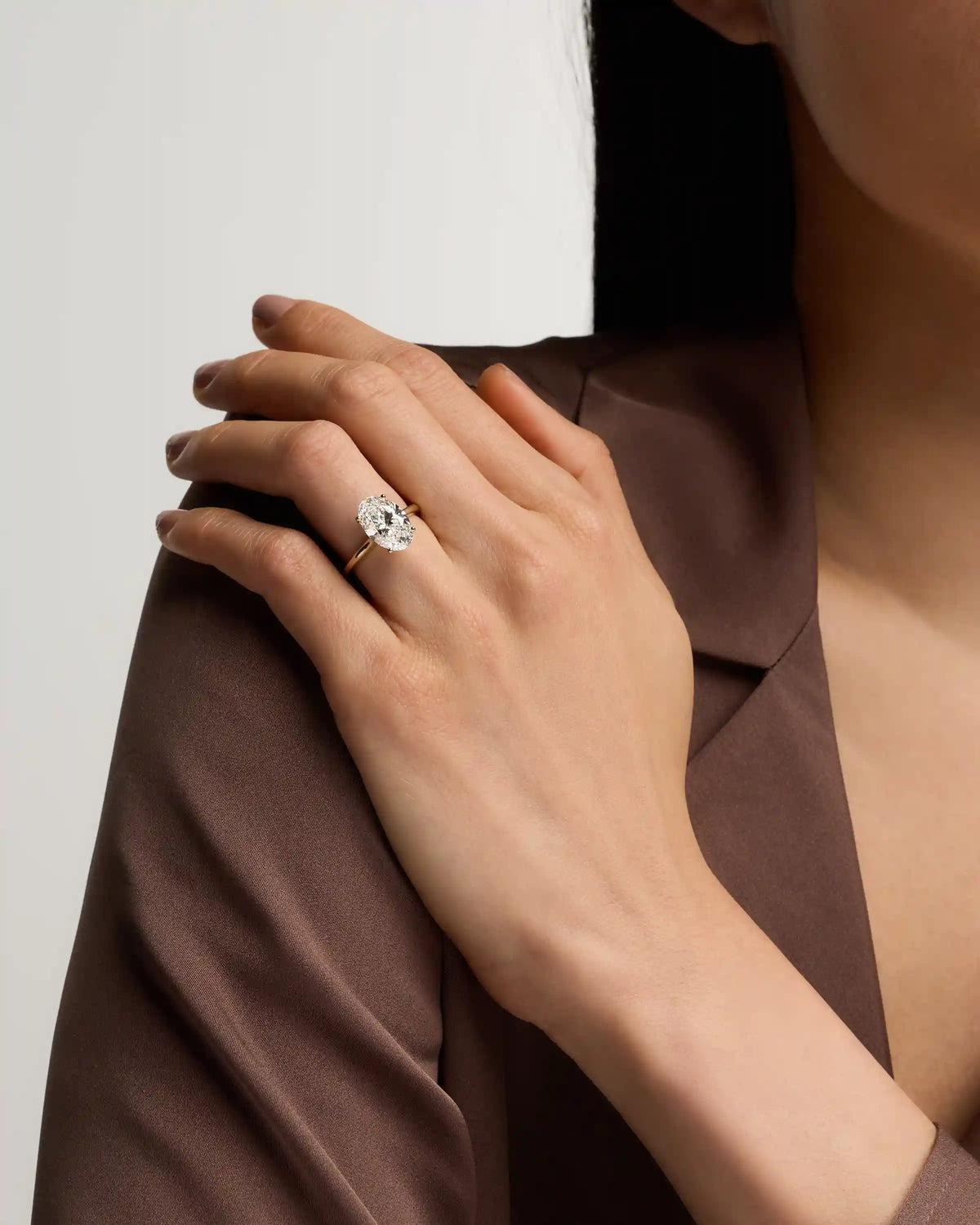 Lab Grown Diamond Oval Trellis Cathedral Engagement Ring - 4ct