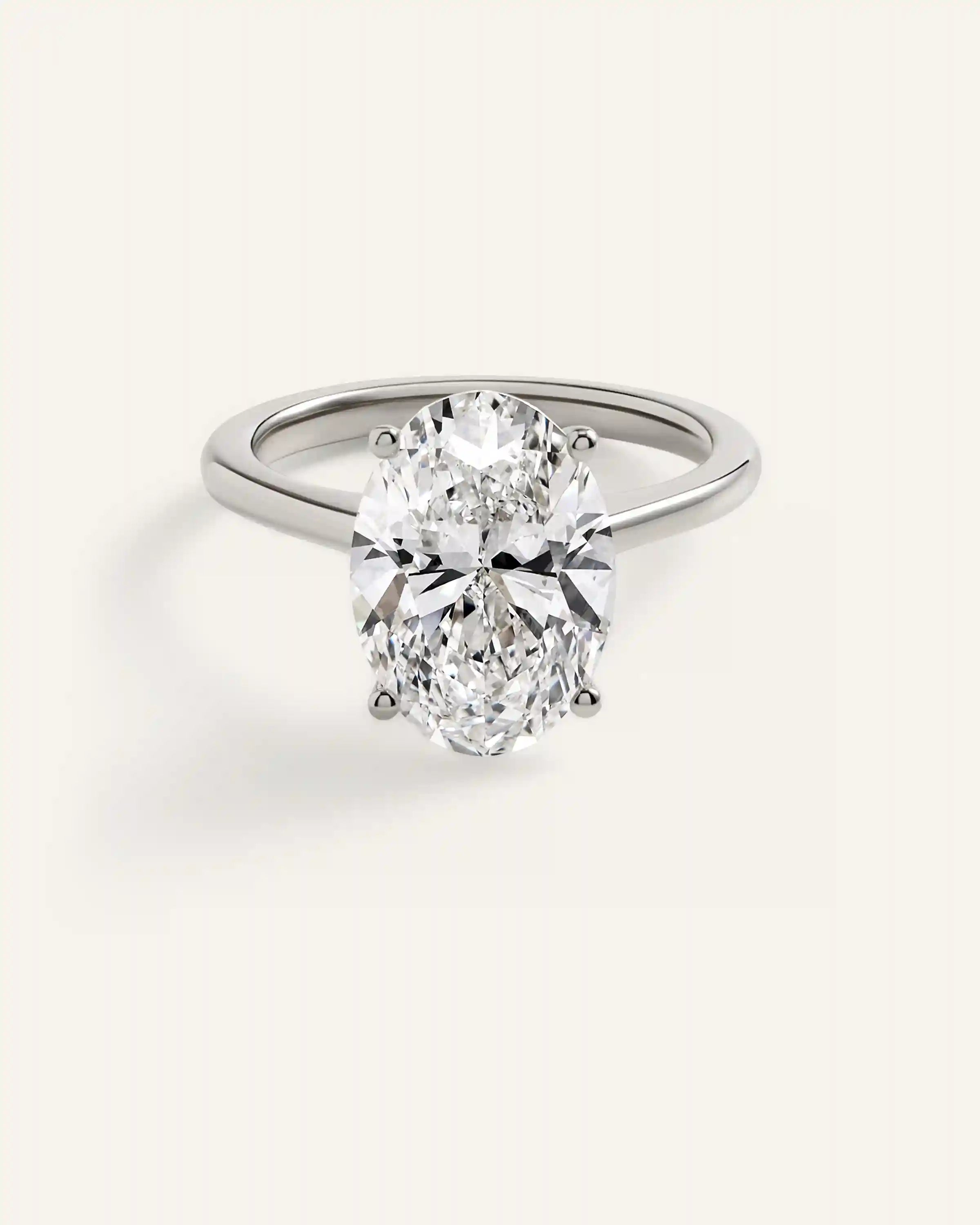 Lab Grown Diamond Oval Trellis Cathedral Engagement Ring - 5ct