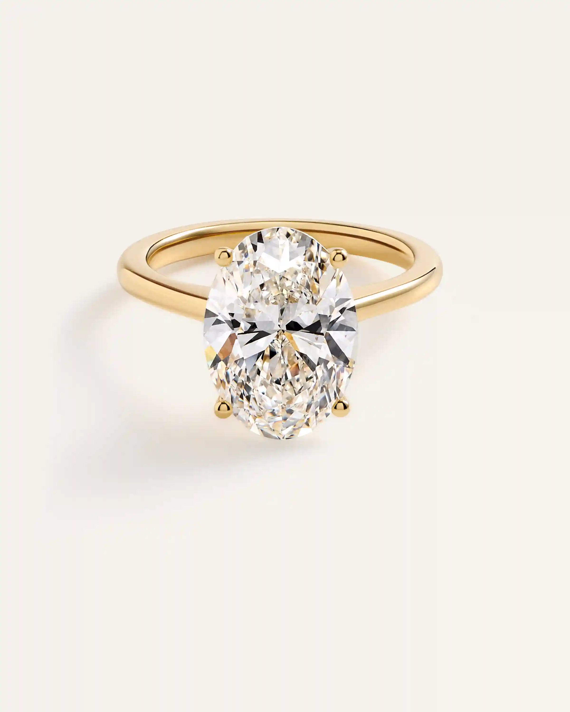 Lab Grown Diamond Oval Trellis Cathedral Engagement Ring - 5ct