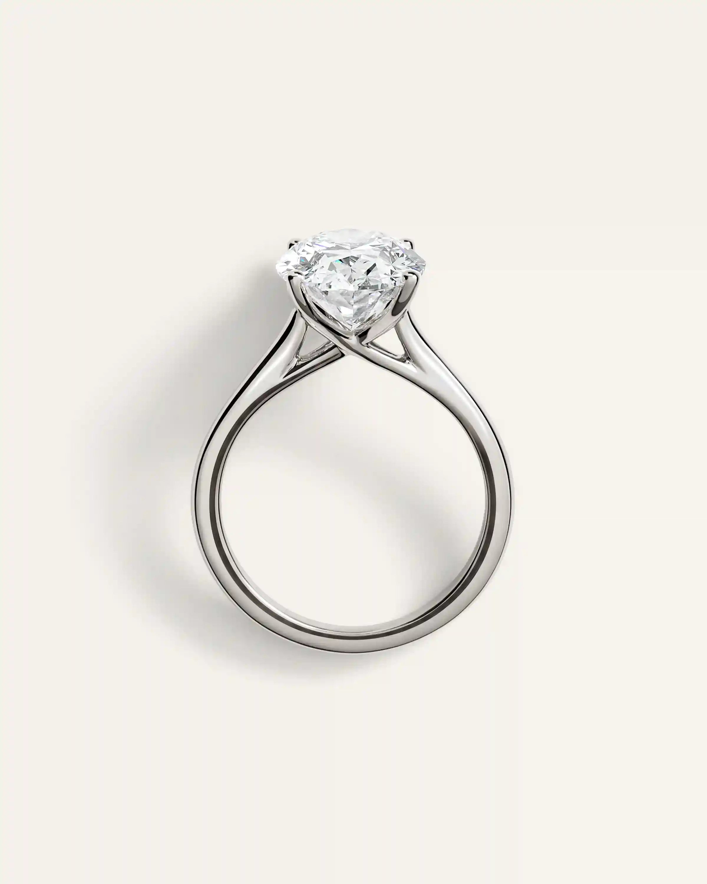 Lab Grown Diamond Oval Trellis Cathedral Engagement Ring - 5ct