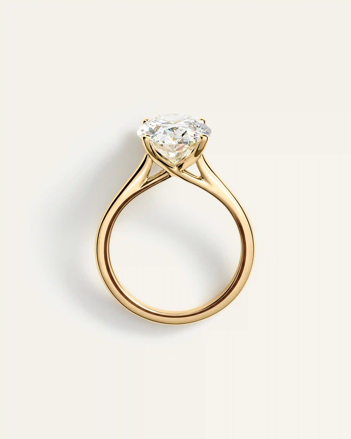 Lab Grown Diamond Oval Trellis Cathedral Engagement Ring - 5ct