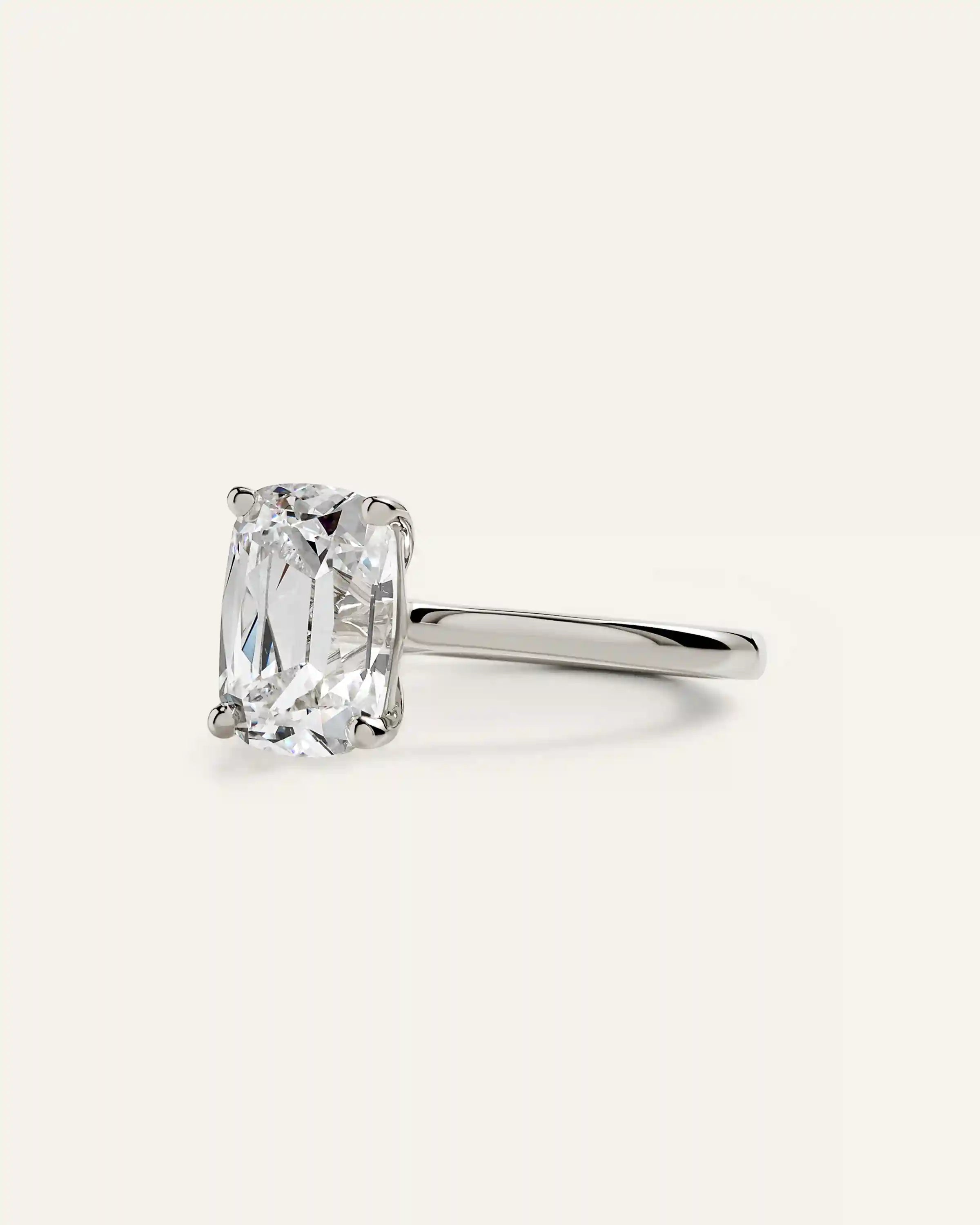 Lab Grown Diamond Antique Cushion Trellis Cathedral Engagement Ring - 3ct