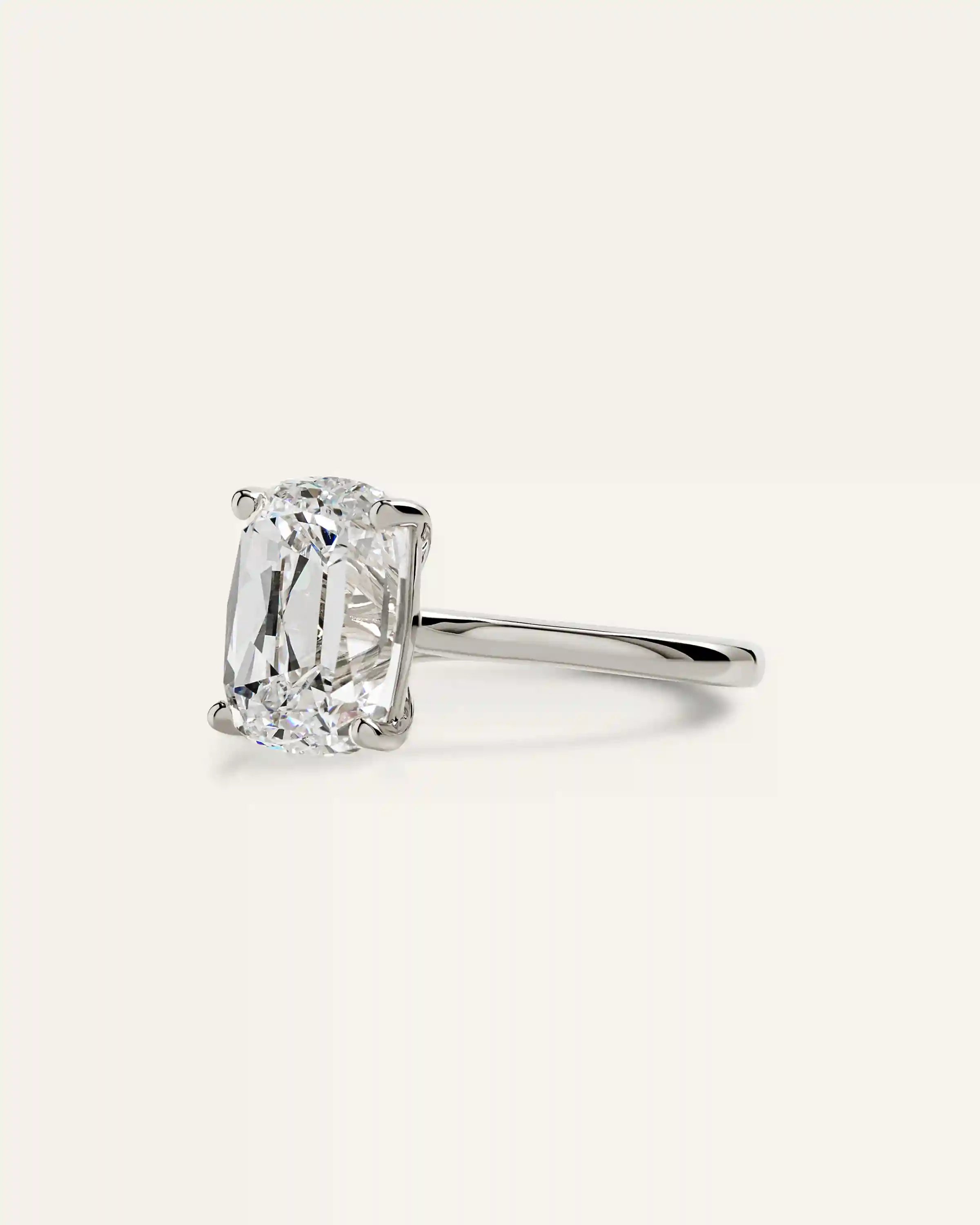 Lab Grown Diamond Antique Cushion Trellis Cathedral Engagement Ring - 4ct