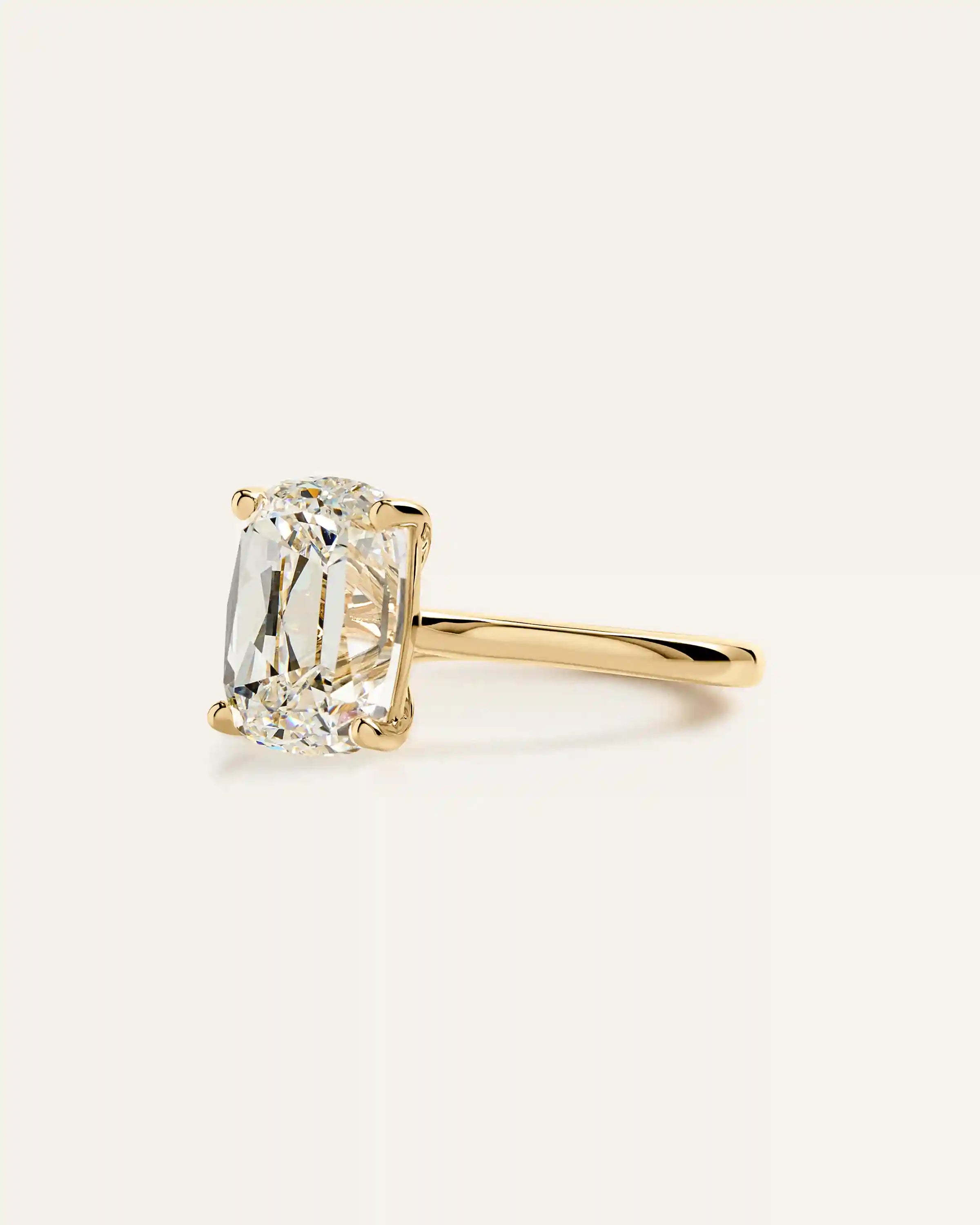 Lab Grown Diamond Antique Cushion Trellis Cathedral Engagement Ring - 4ct