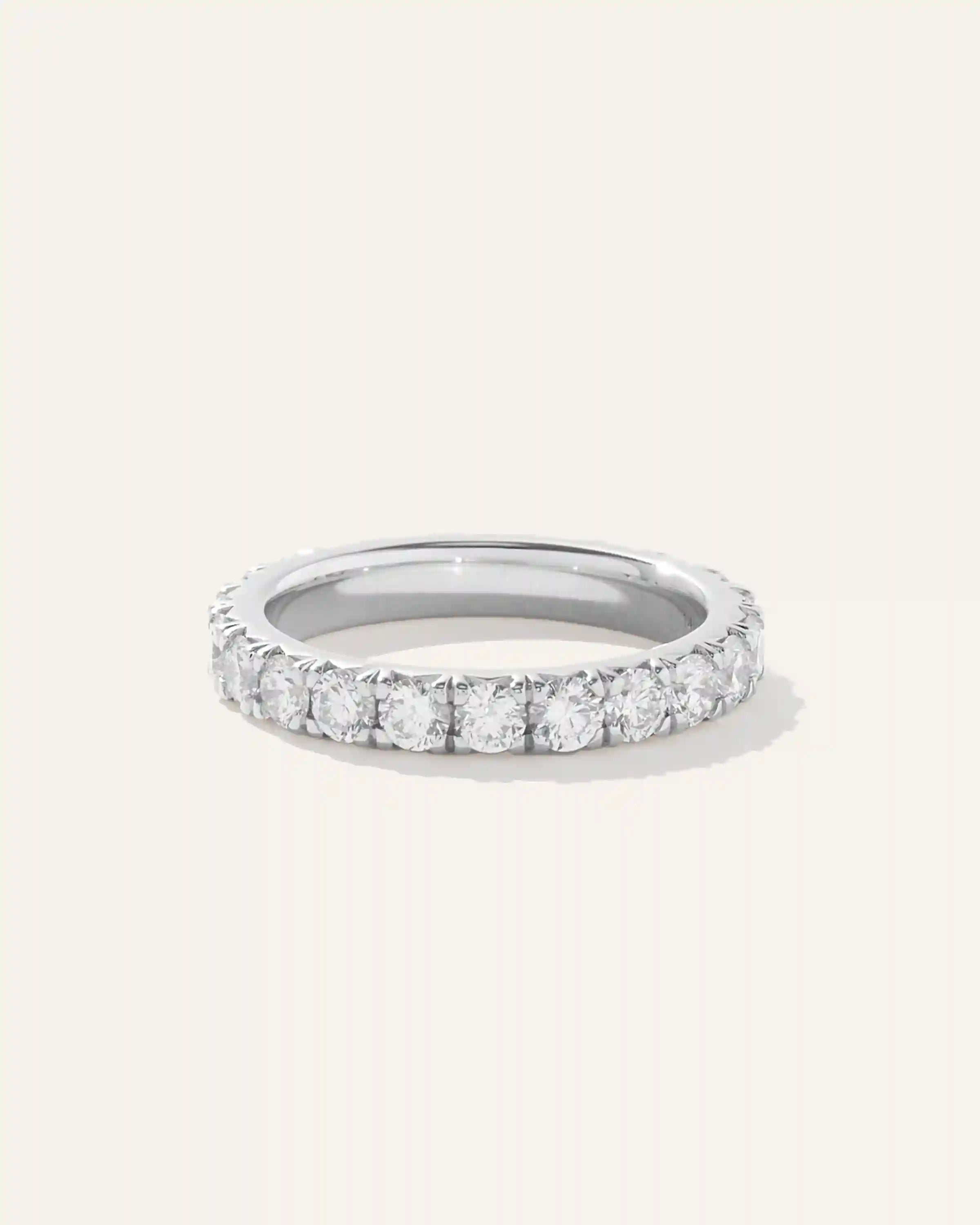 14K Gold Lab Grown Diamond French Pave Eternity Band