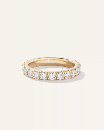 14K Gold Lab Grown Diamond French Pave Eternity Band