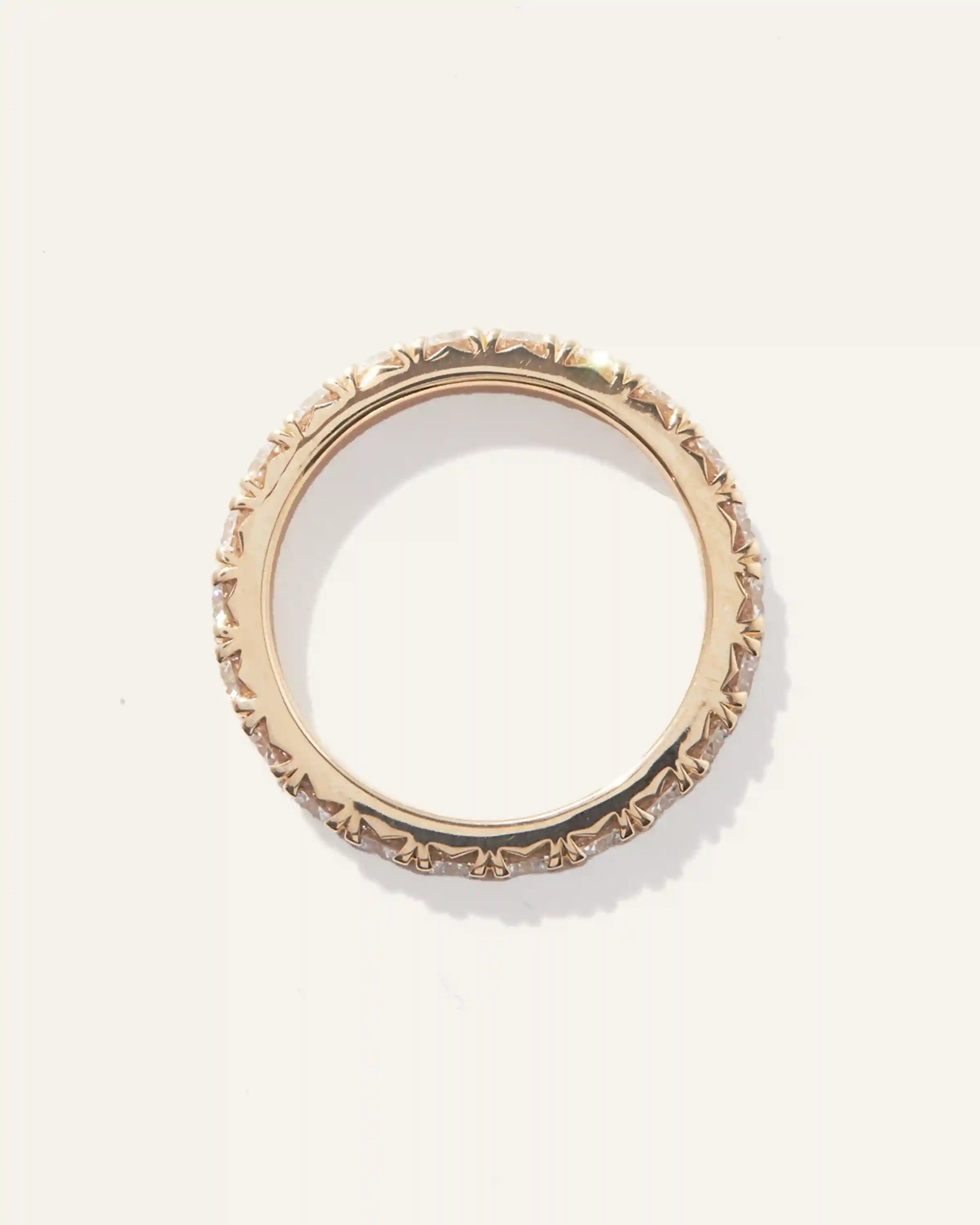 14K Gold Lab Grown Diamond French Pave Eternity Band