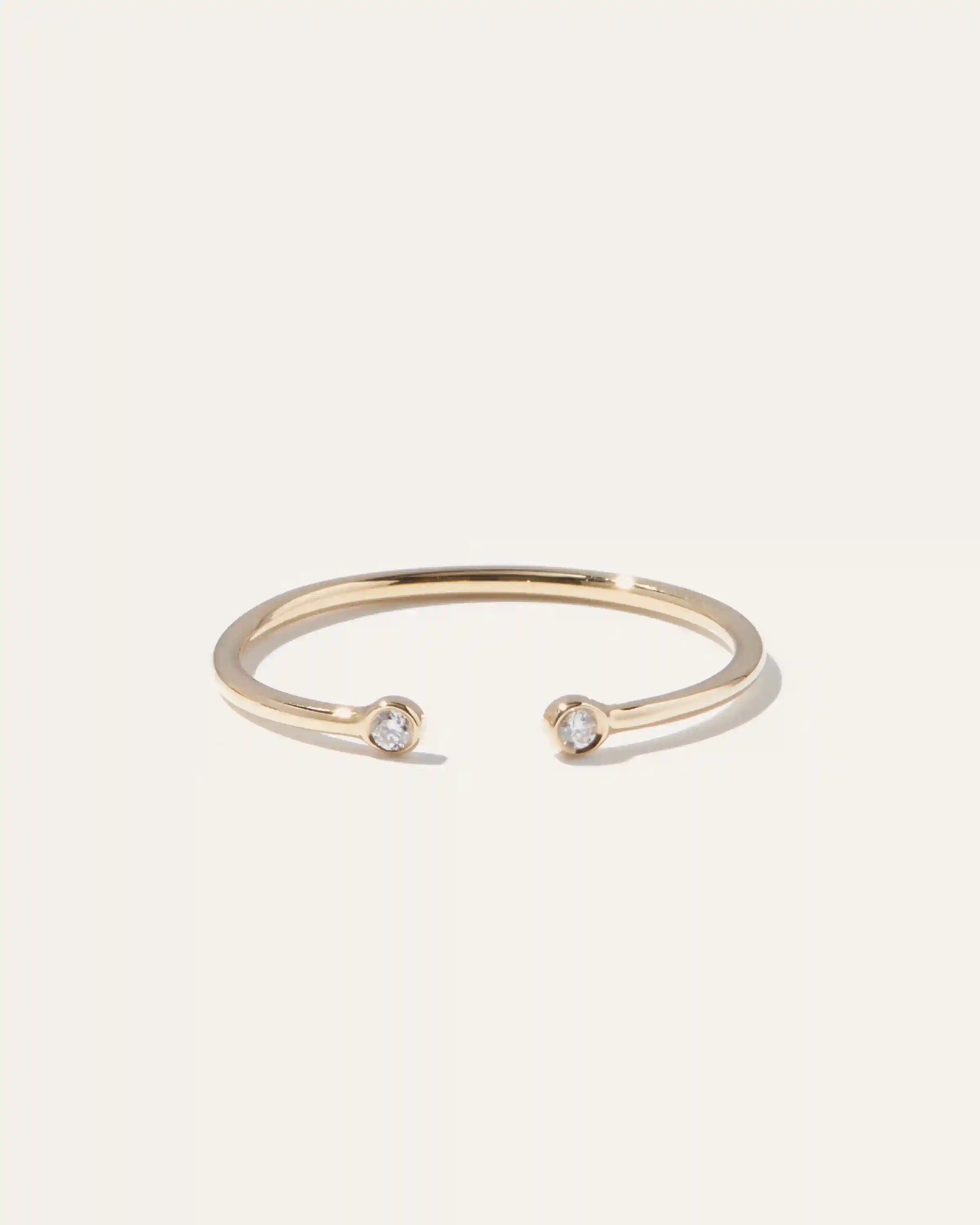 14K Gold Diamond Bezel Open Ring