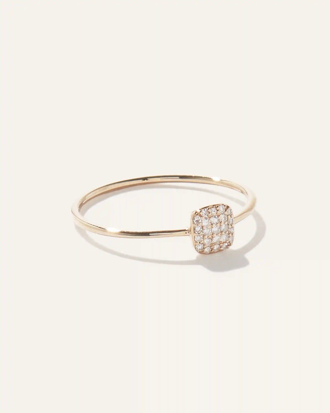 14K Gold Pave Diamond Cushion Ring