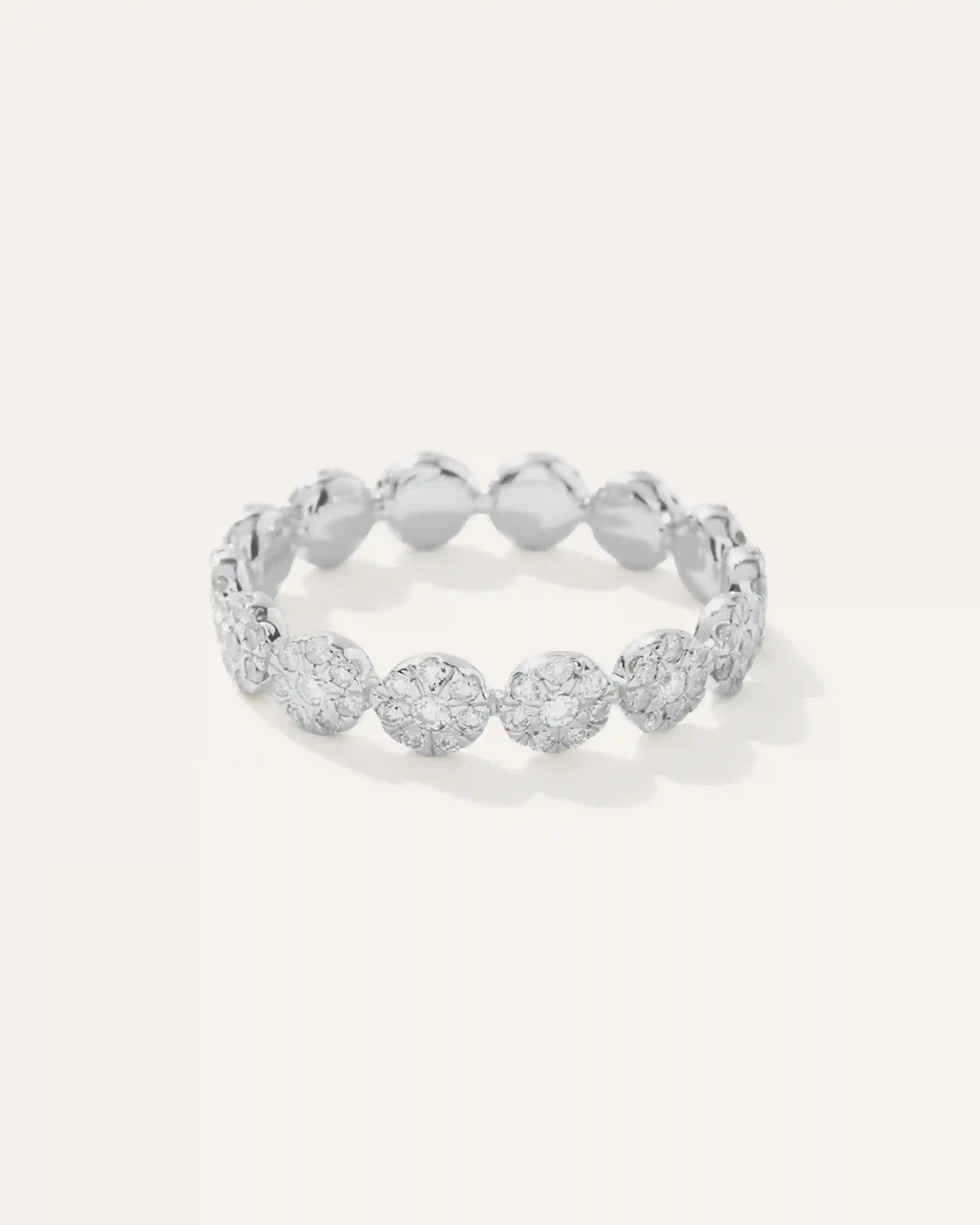 14K Gold Diamond Floral Eternity Band