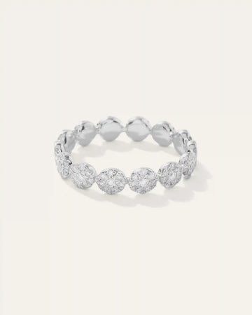 14K Gold Diamond Floral Eternity Band