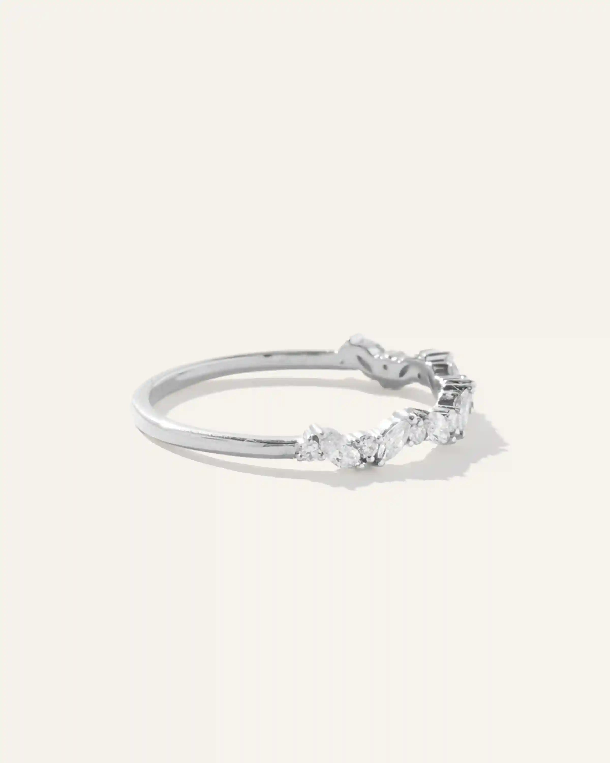 14K Gold Diamond Slanted Marquise and Round Band