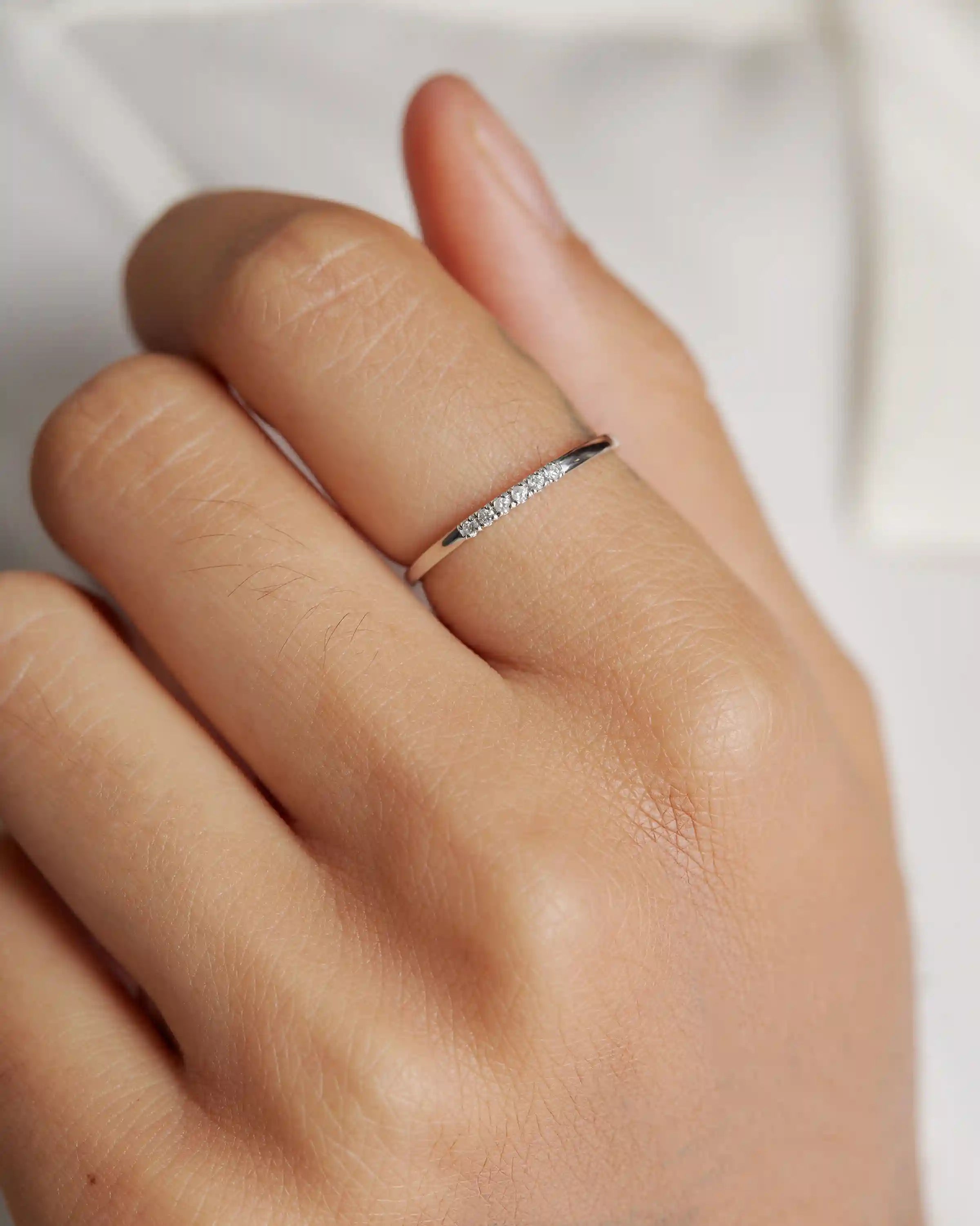 14K Gold Diamond Line Ring