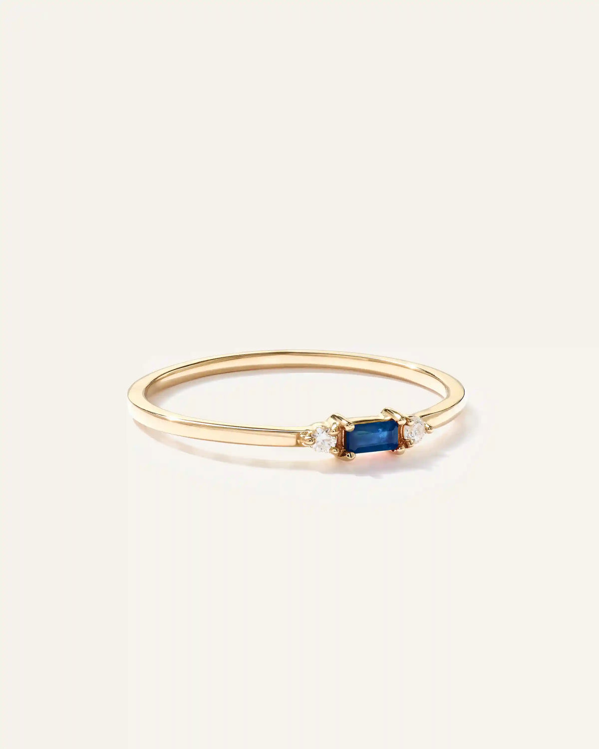 14k Gold Baguette Gemstone with Diamonds Ring