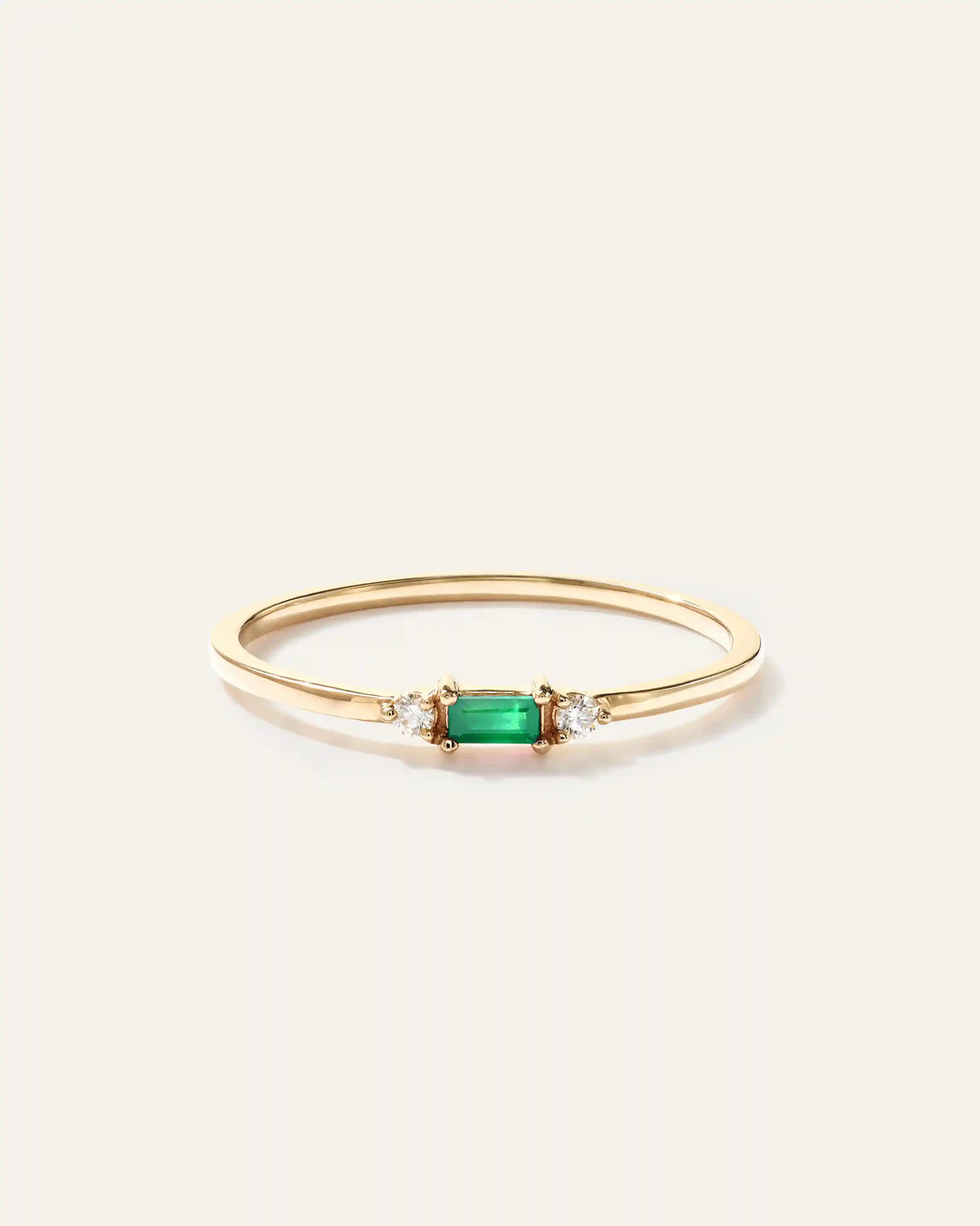 14k Gold Baguette Gemstone with Diamonds Ring