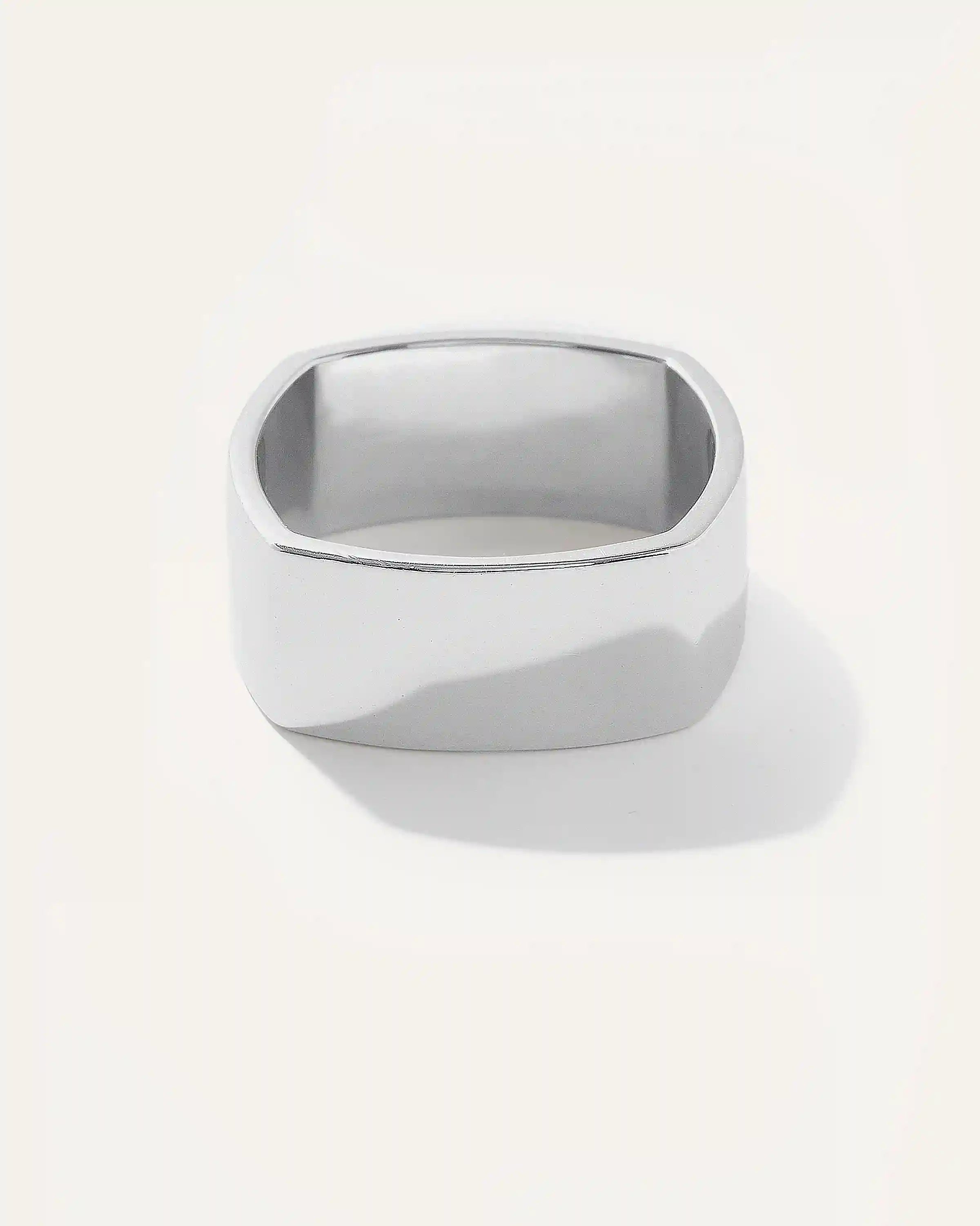 Silver Square Cigar Band Ring