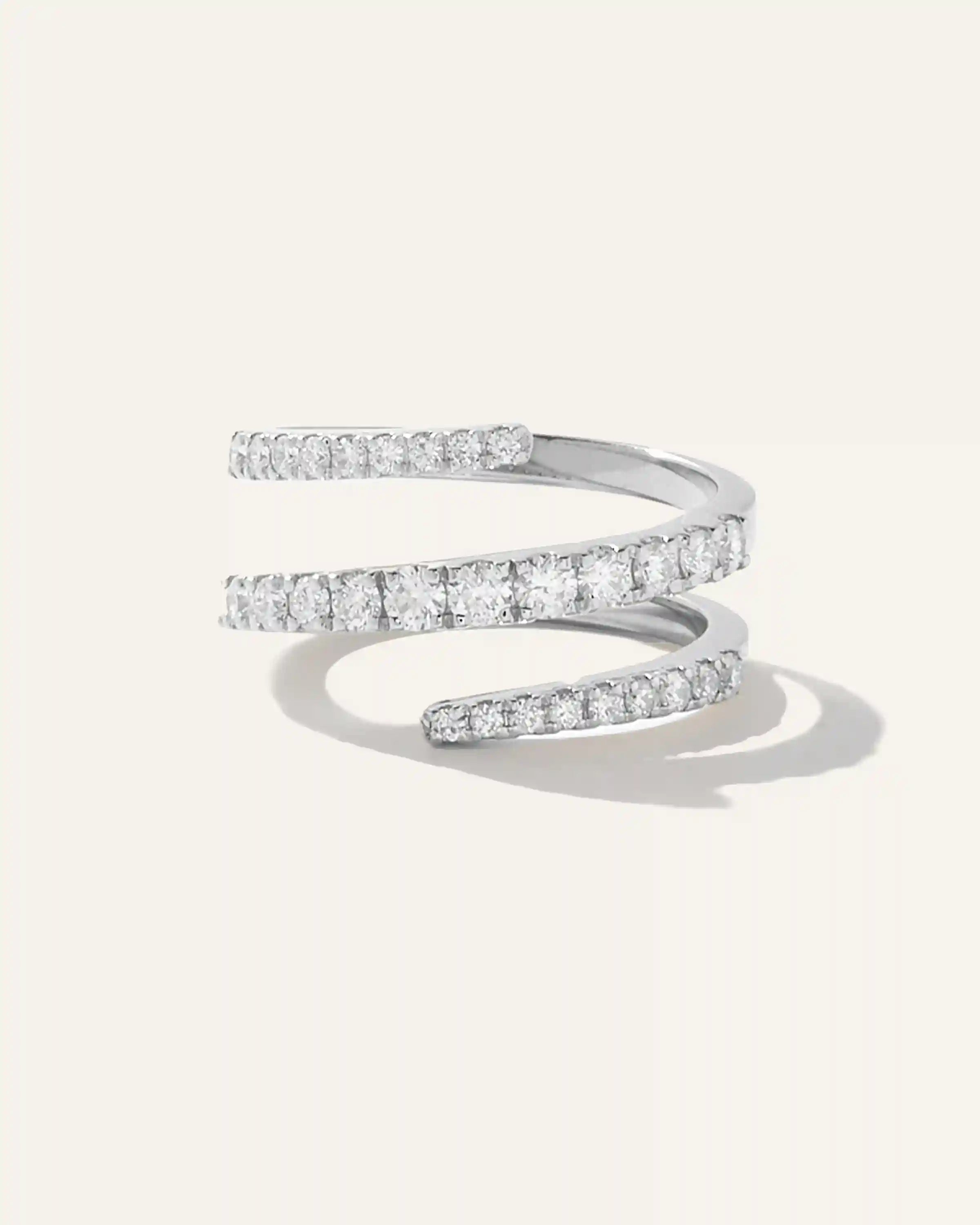 14K Gold Diamond Spiral Ring