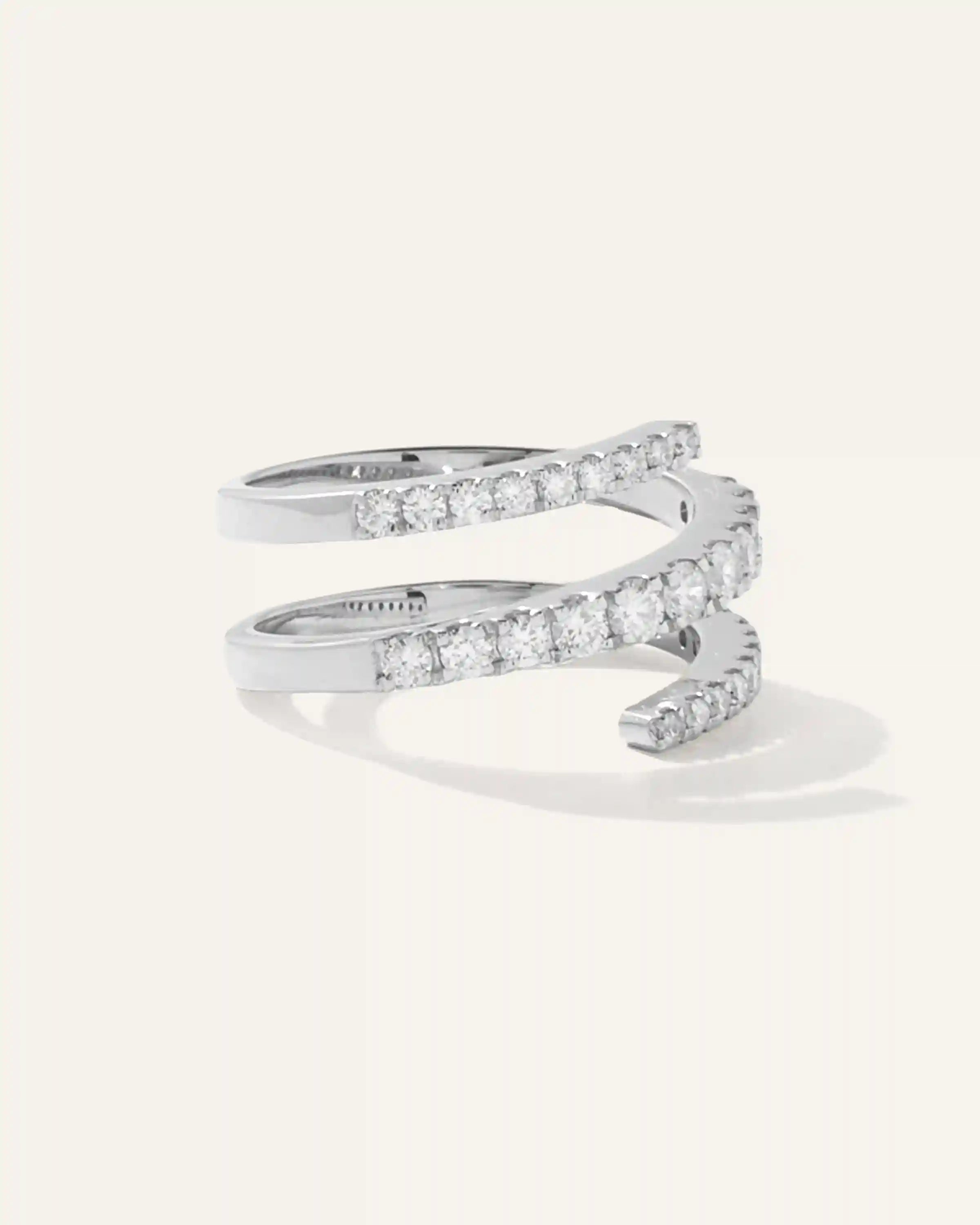 14K Gold Diamond Spiral Ring