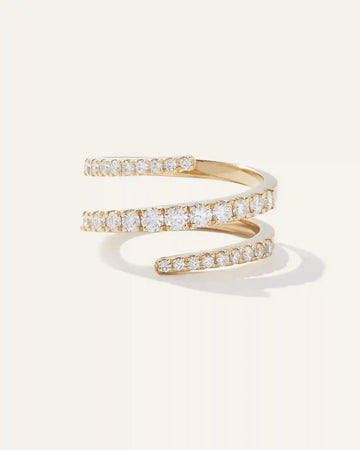 14K Gold Diamond Spiral Ring