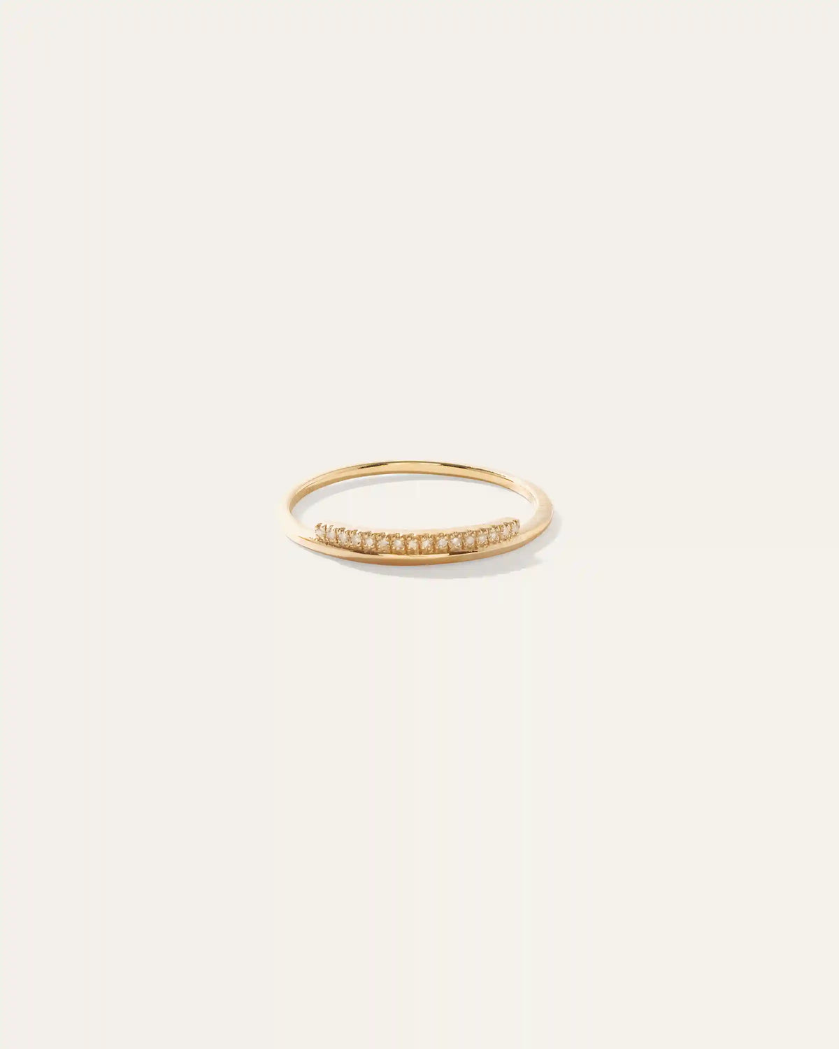 14K Gold Pave Diamond Bar Stack Band