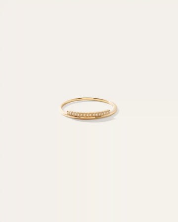 14K Gold Pave Diamond Bar Stack Band