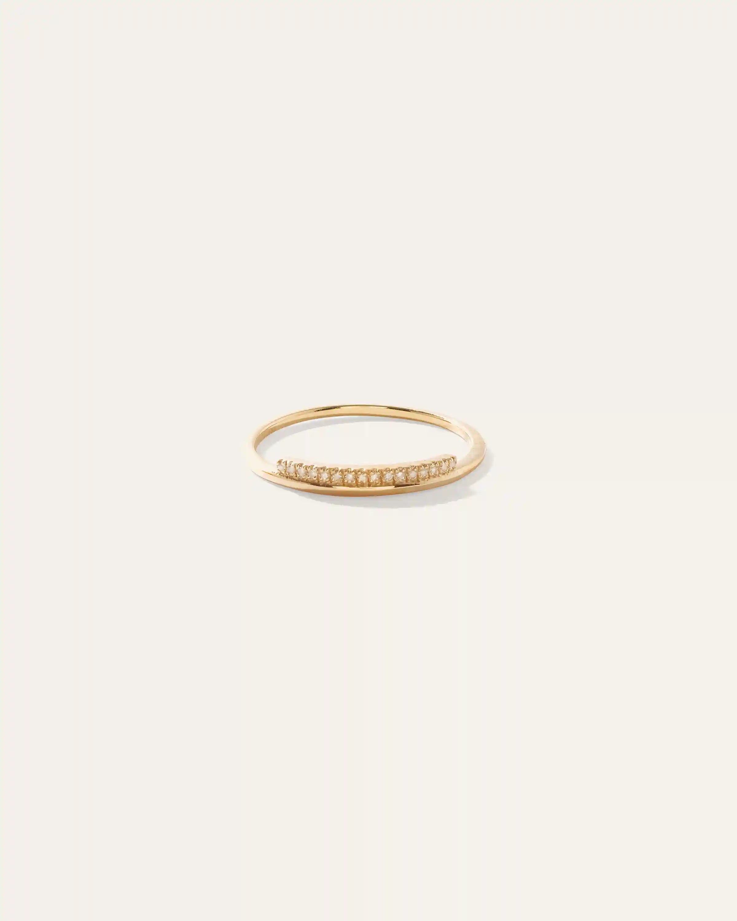 14K Gold Pave Diamond Bar Stack Band
