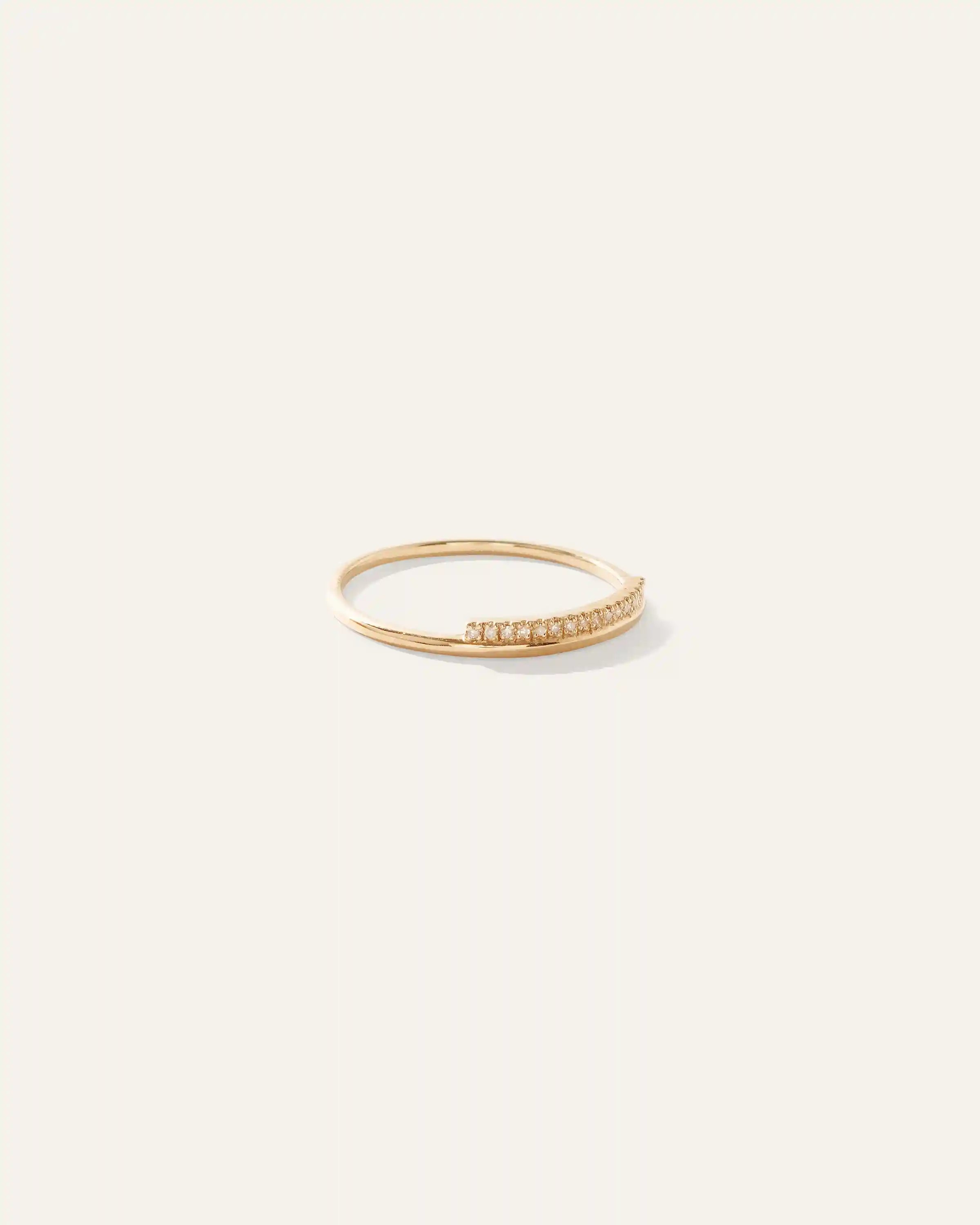 14K Gold Pave Diamond Bar Stack Band