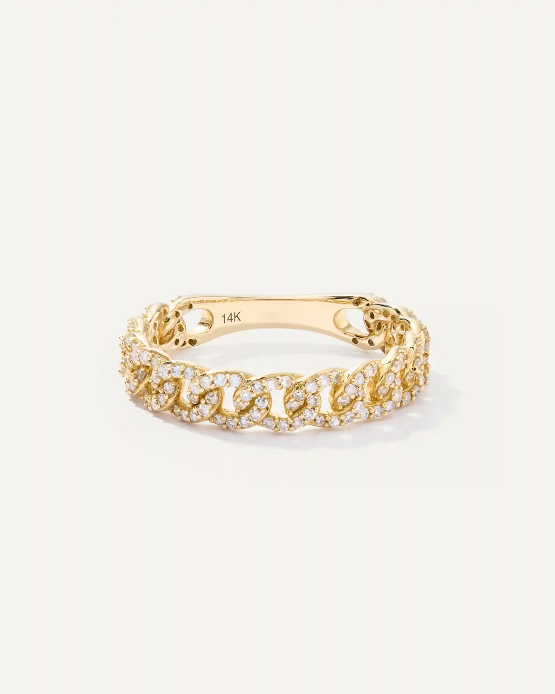 14K Gold Diamond Chain Ring