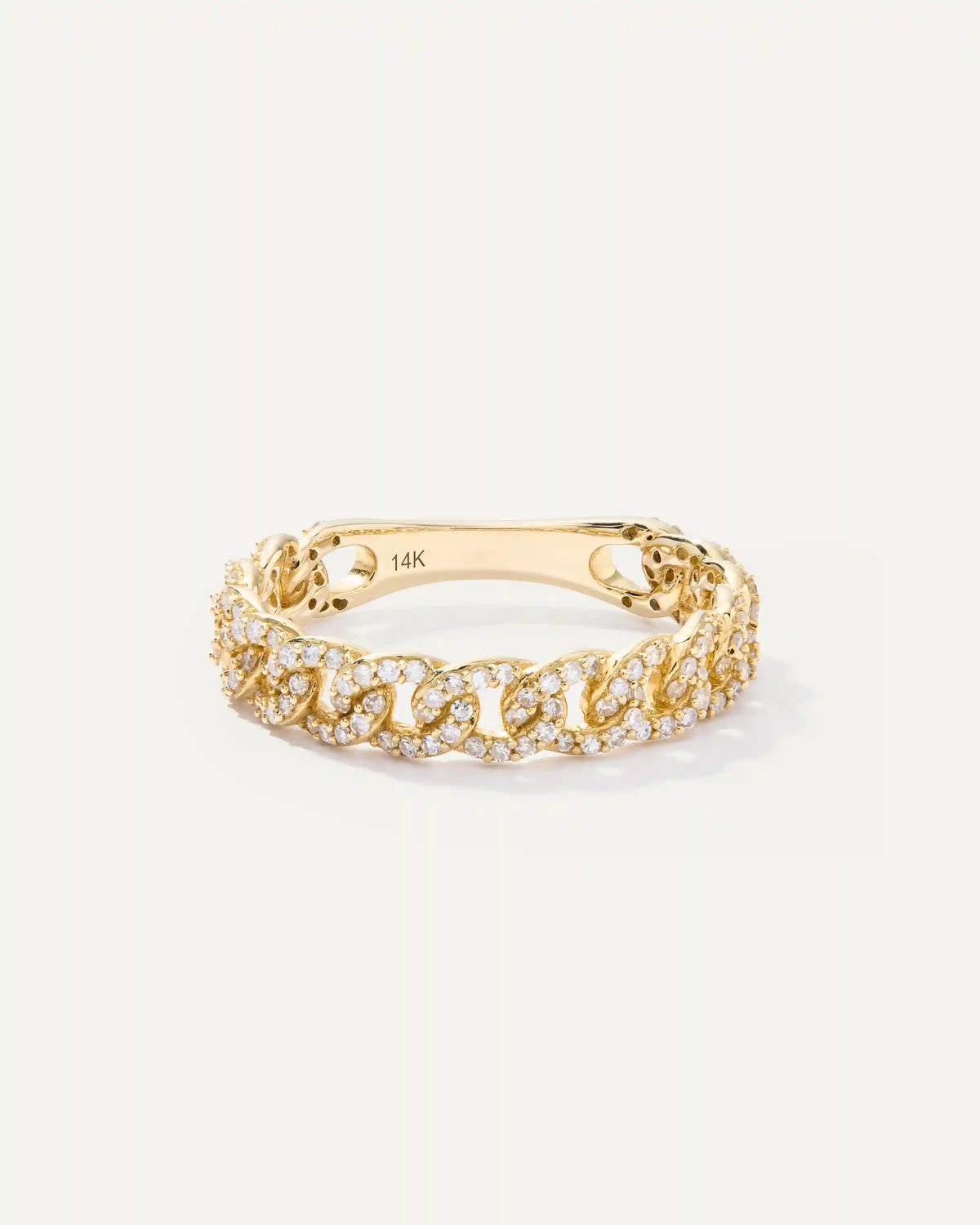 14K Gold Diamond Chain Ring