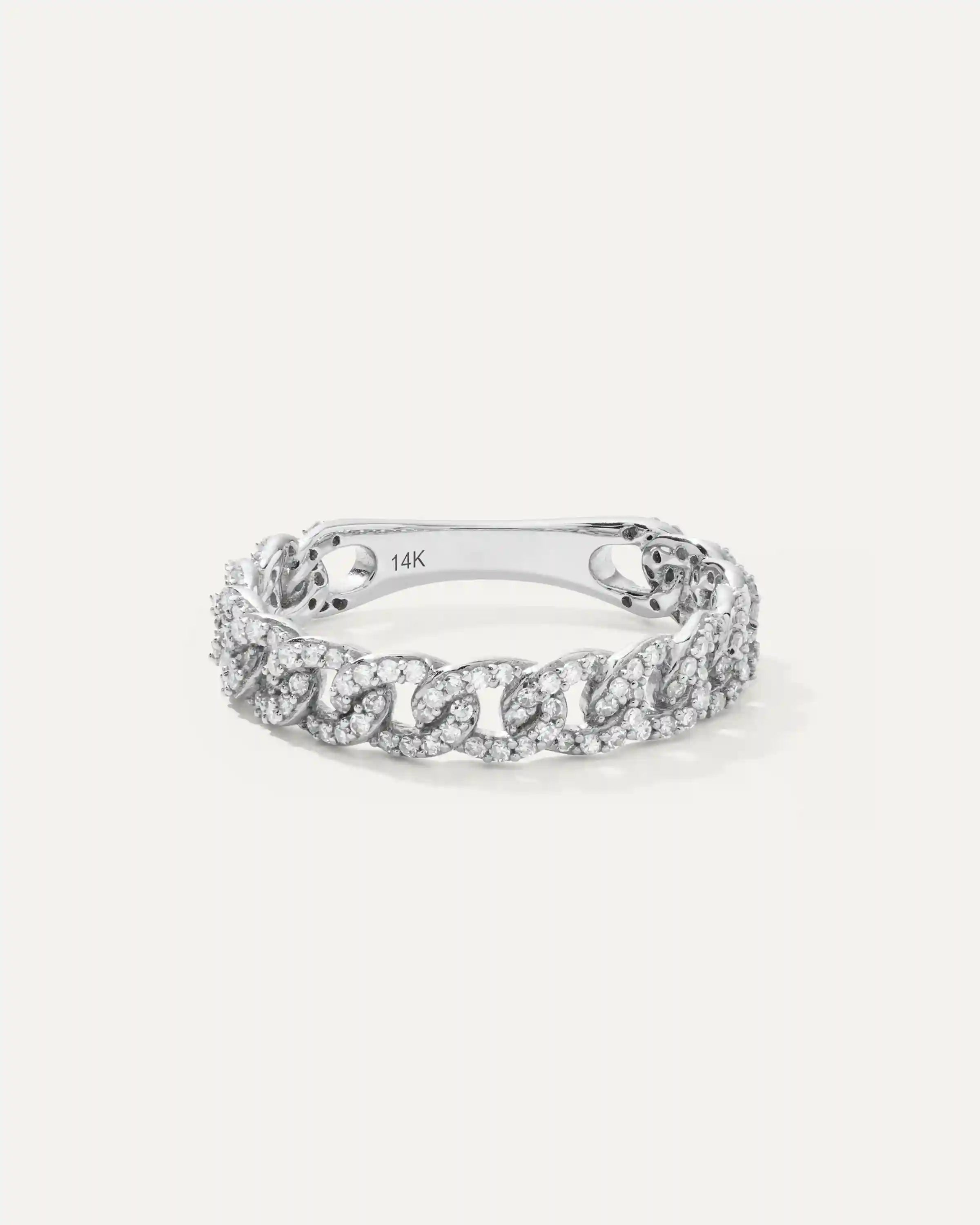 14K Gold Diamond Chain Ring