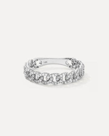 14K Gold Diamond Chain Ring