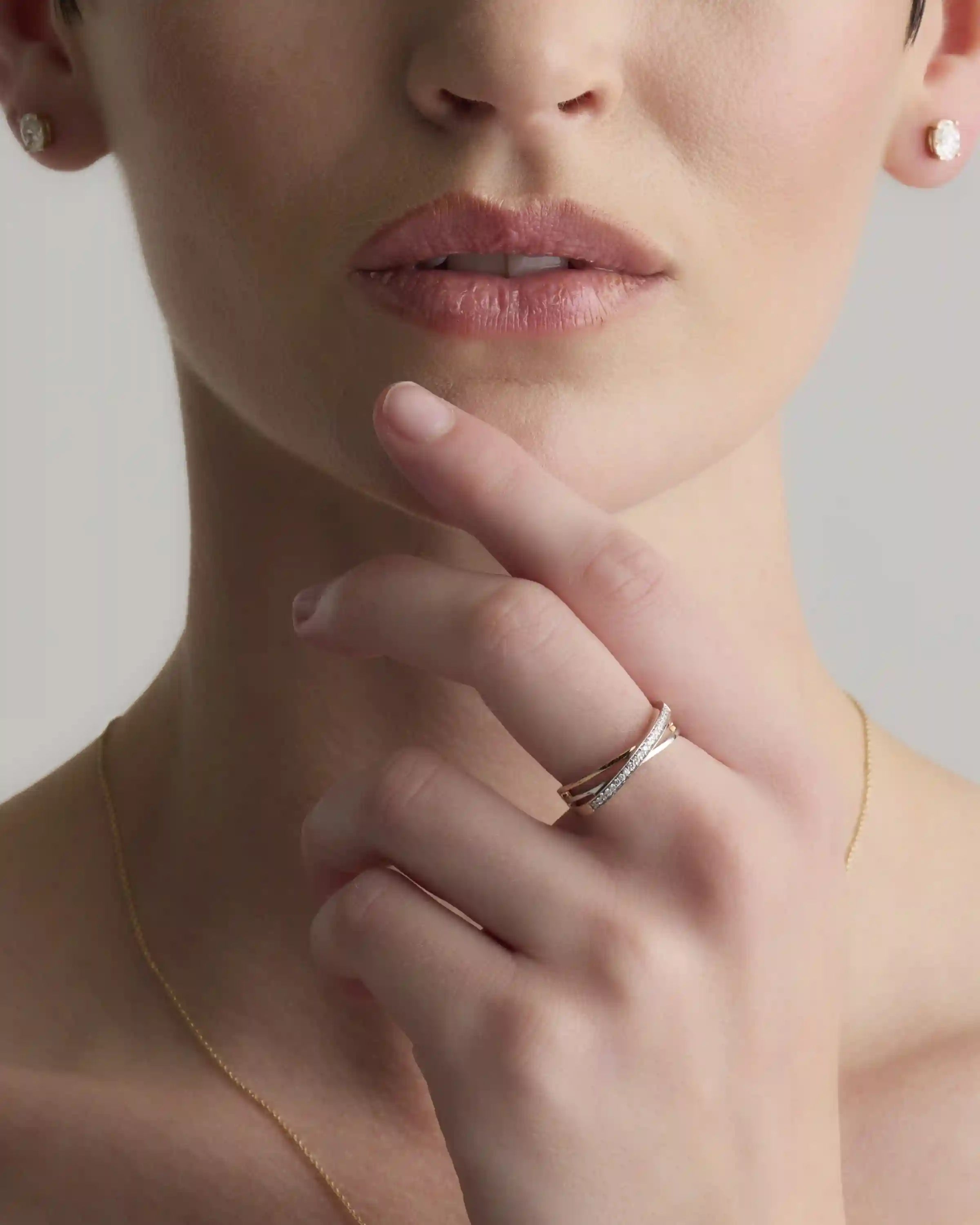 14K Gold Diamond Orbit Ring