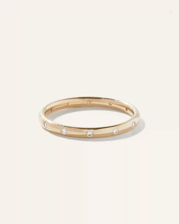 14K Gold Diamond Dot Ring