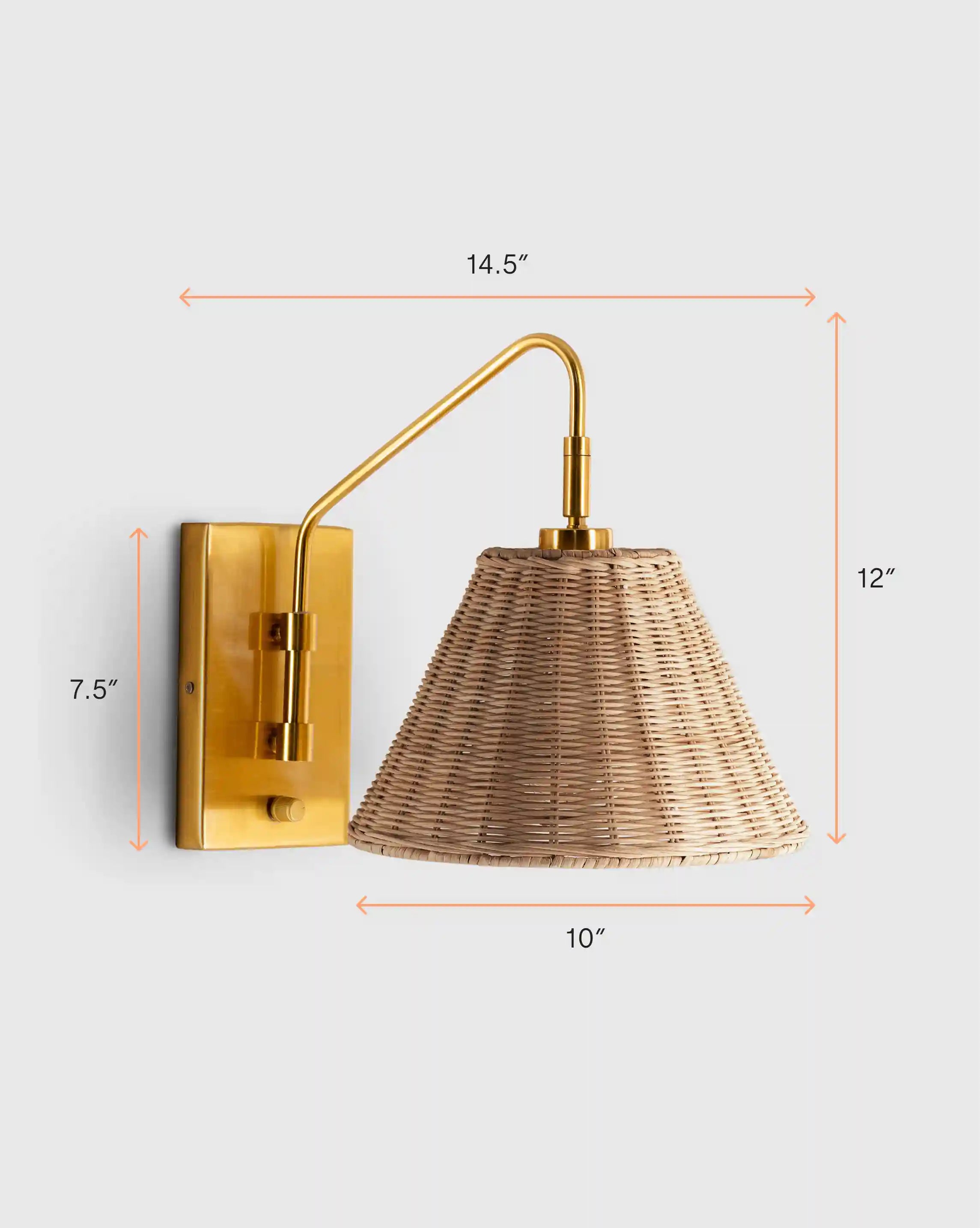 Articulating Sconce with Rattan Shade