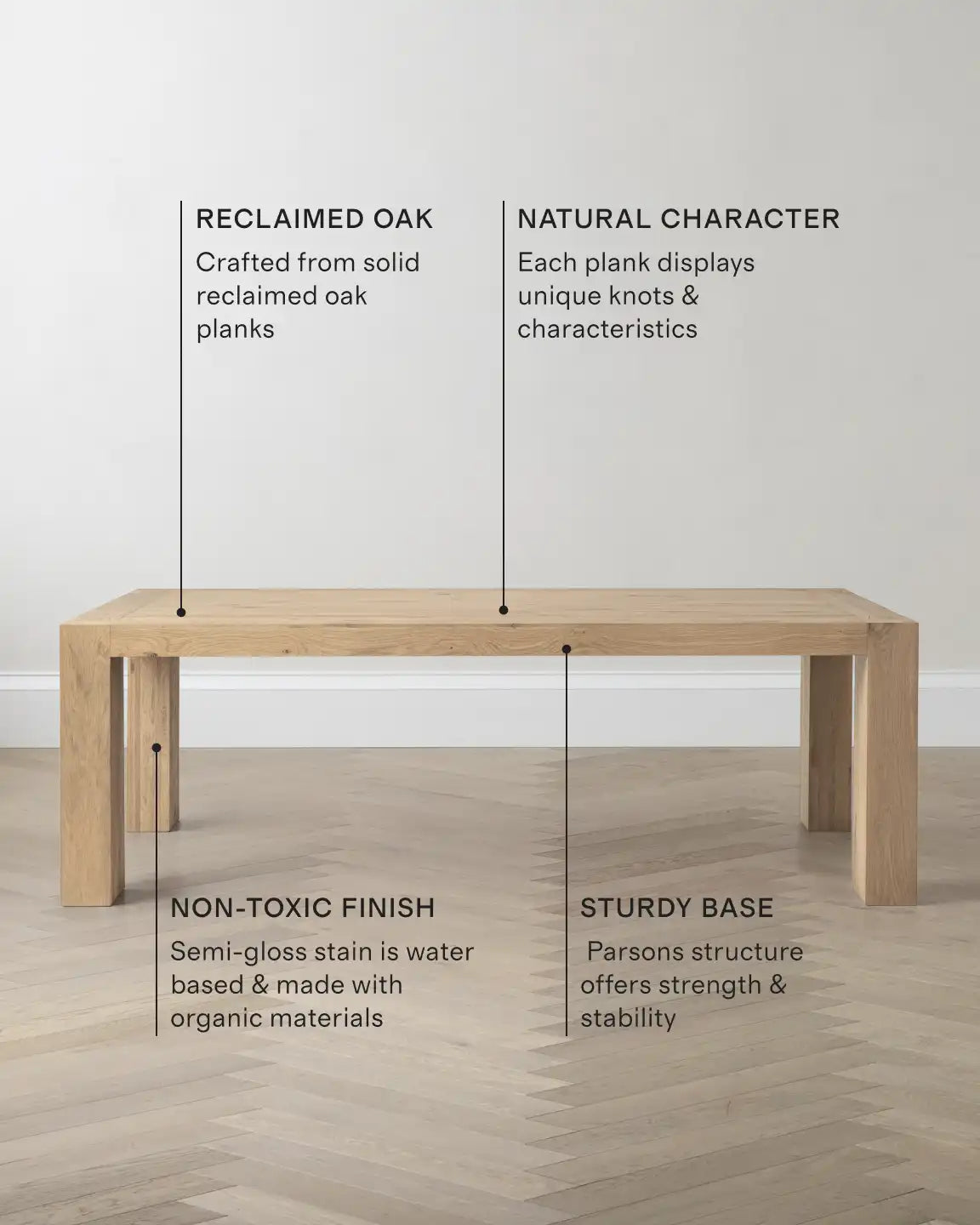 Reclaimed Oak Parsons Dining Table