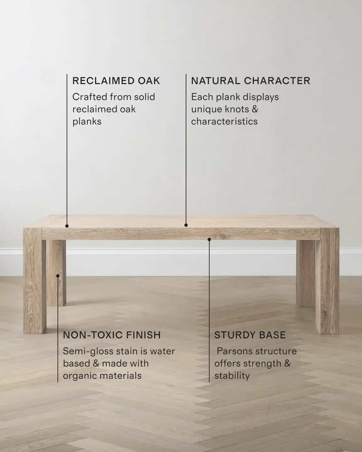 Reclaimed Oak Parsons Dining Table
