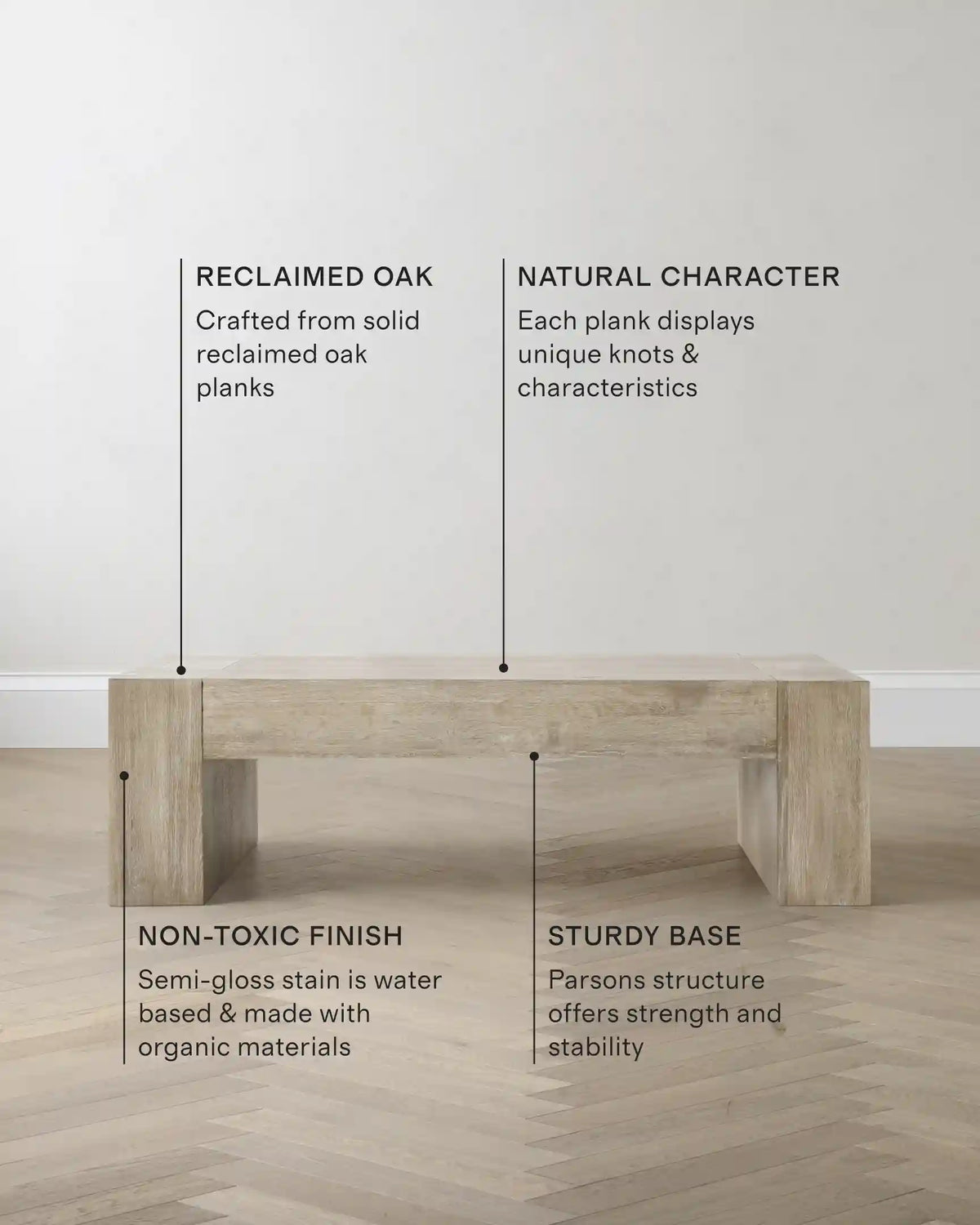 Reclaimed Oak Waterfall Coffee Table