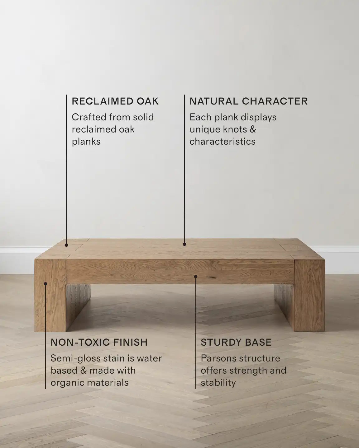 Reclaimed Oak Waterfall Coffee Table