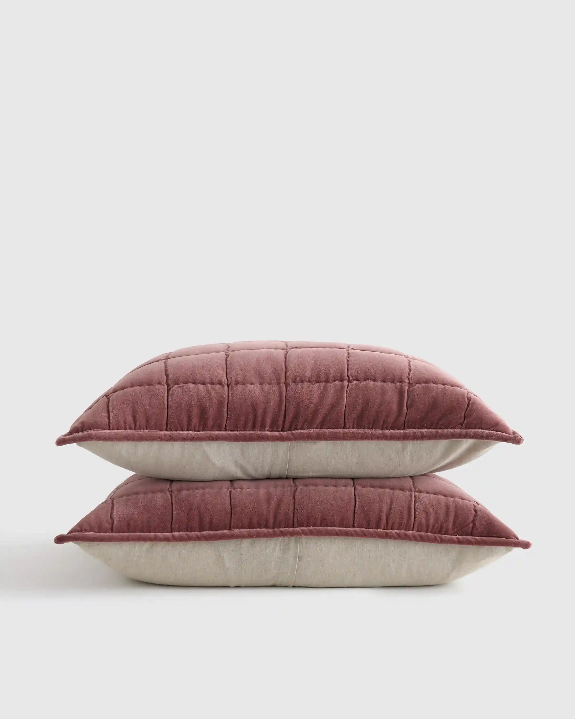 Cotton Velvet Box Quilted Sham Set