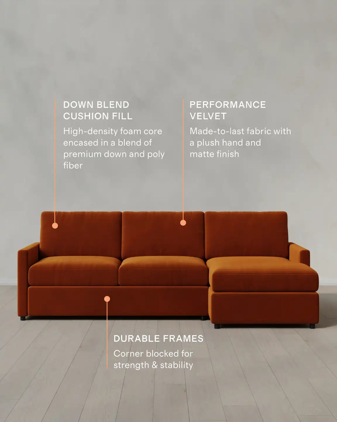 Brennan Chaise Sectional in Performance Velvet