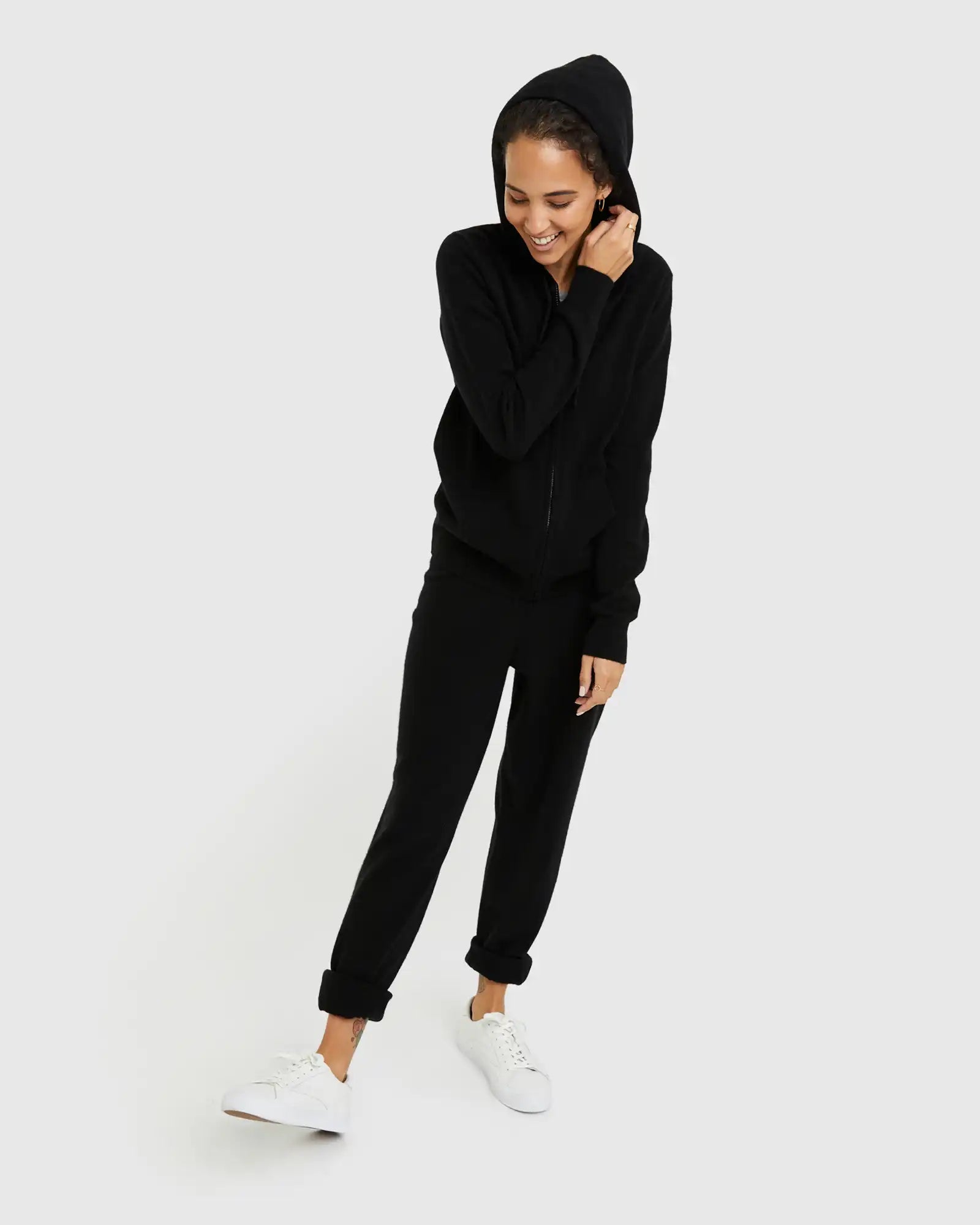 Mongolian Spring Cashmere Full-Zip Hoodie
