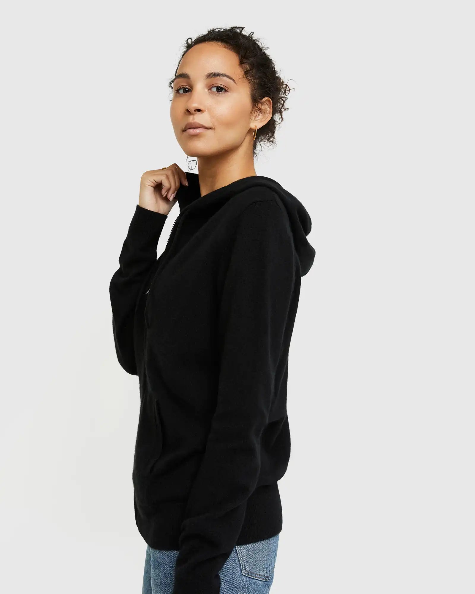 Mongolian Spring Cashmere Full-Zip Hoodie