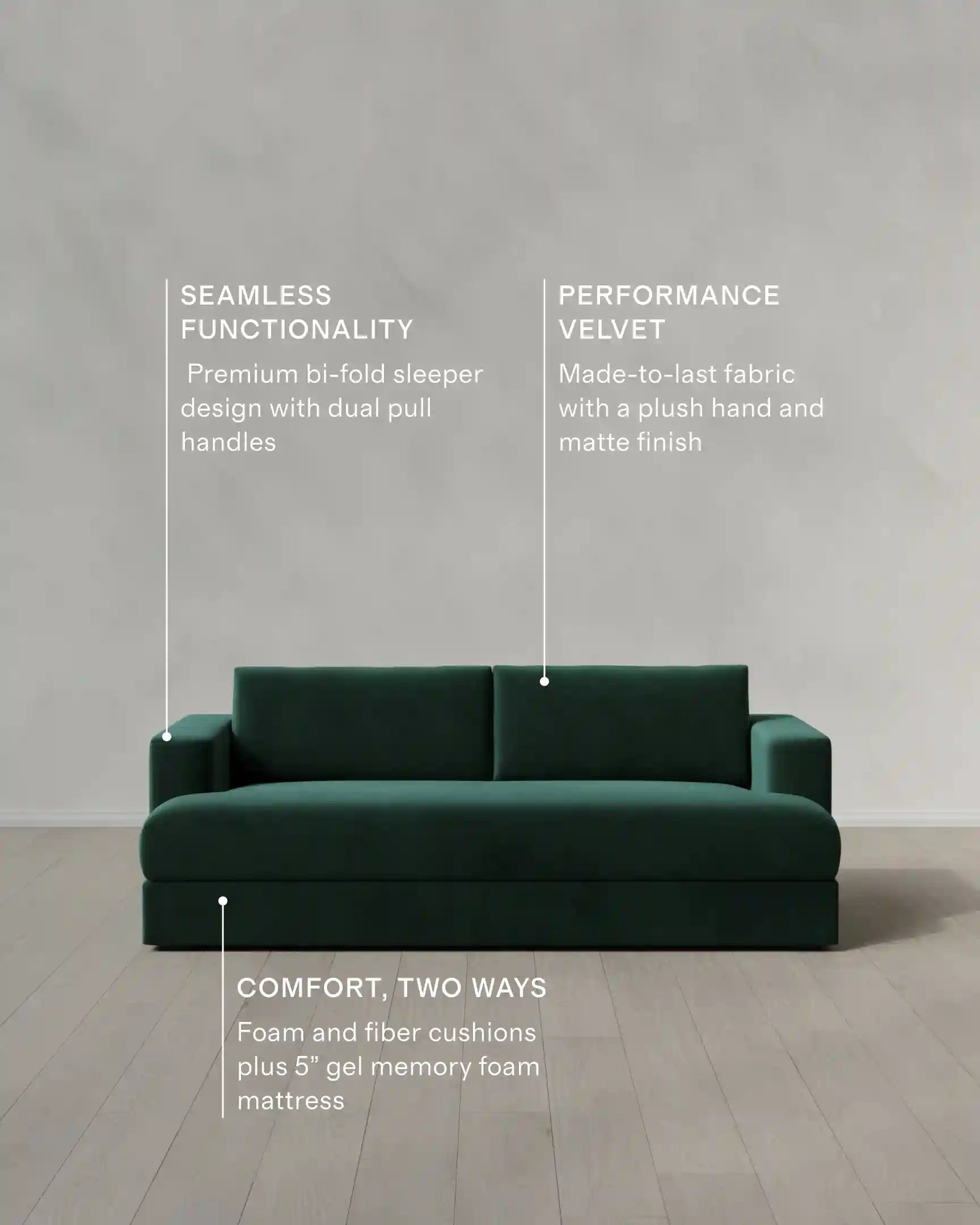 Sierra Curved Arm Sleeper Sofa in Performance Velvet