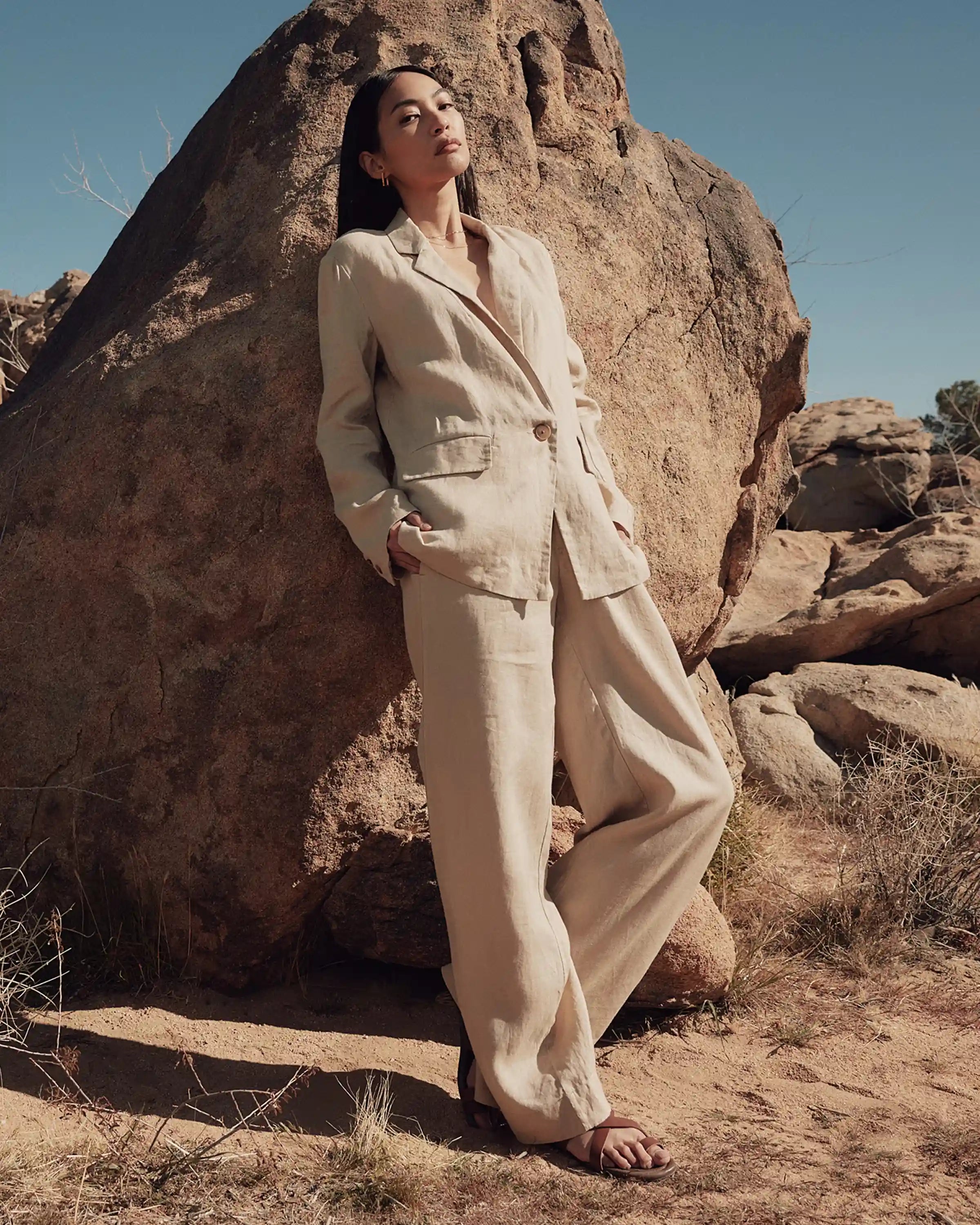 100% European Linen Wide Leg Pants