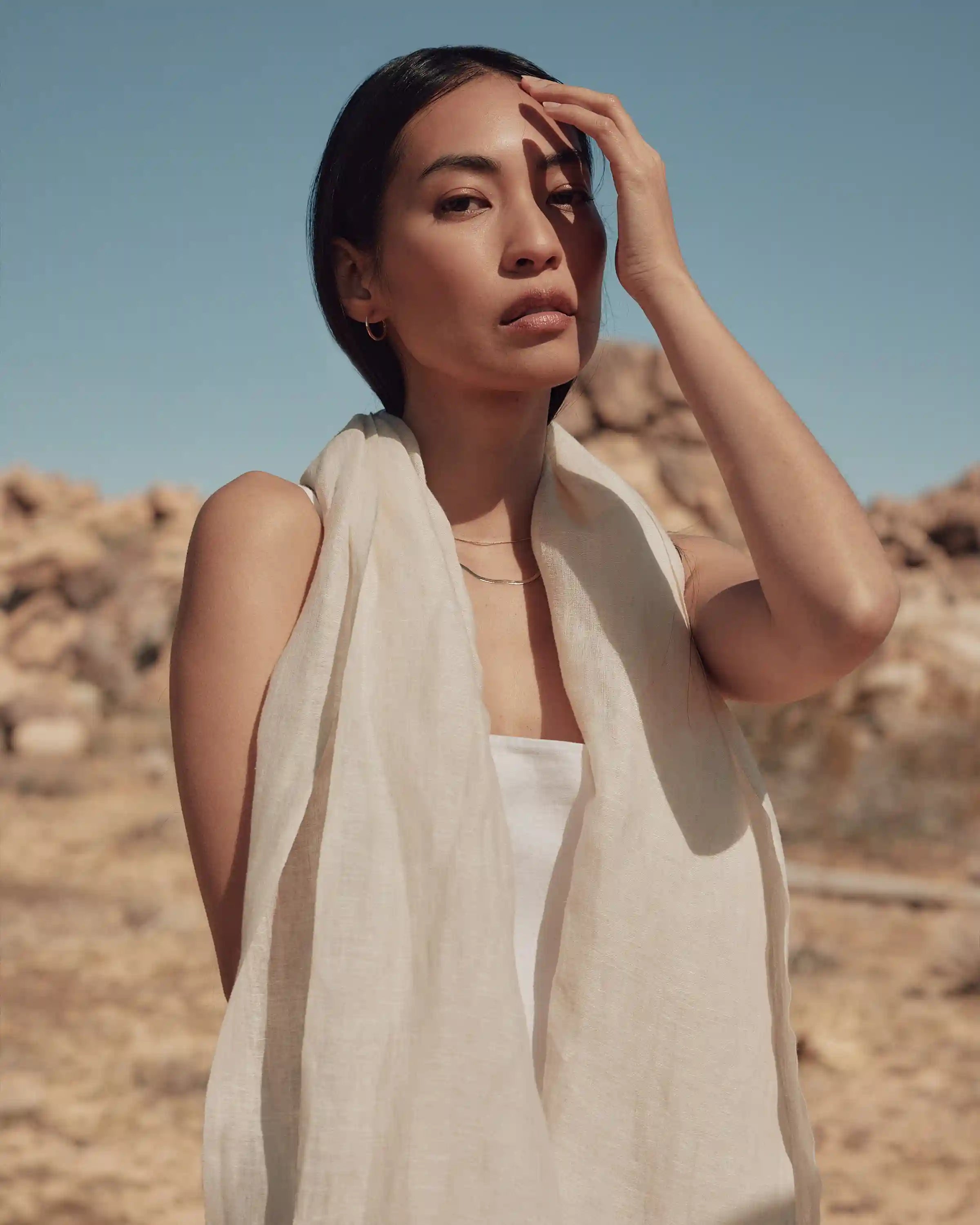 Lightweight Linen Silk Cashmere Scarf