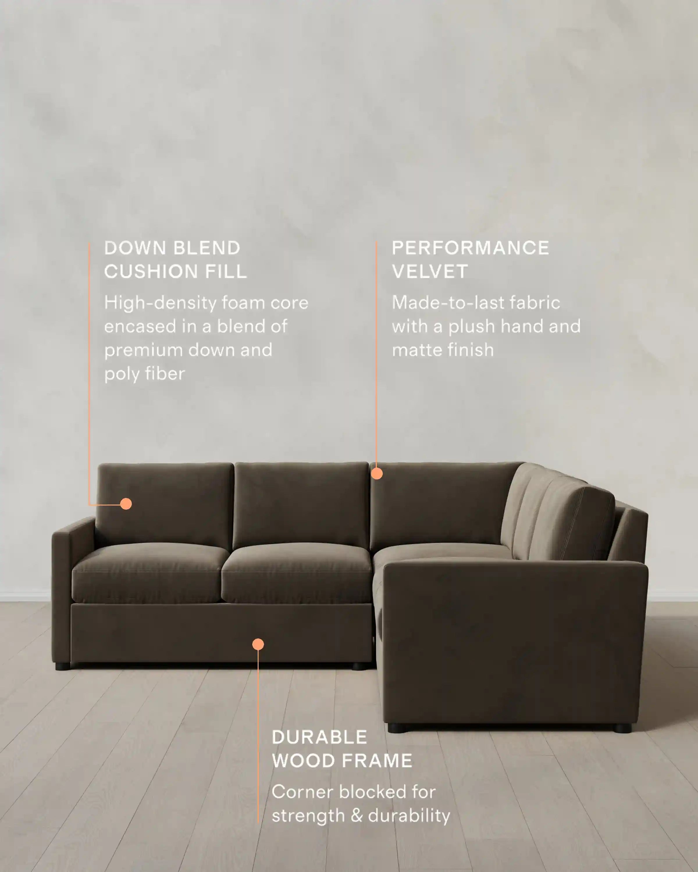 Brennan L Sectional in Performance Velvet