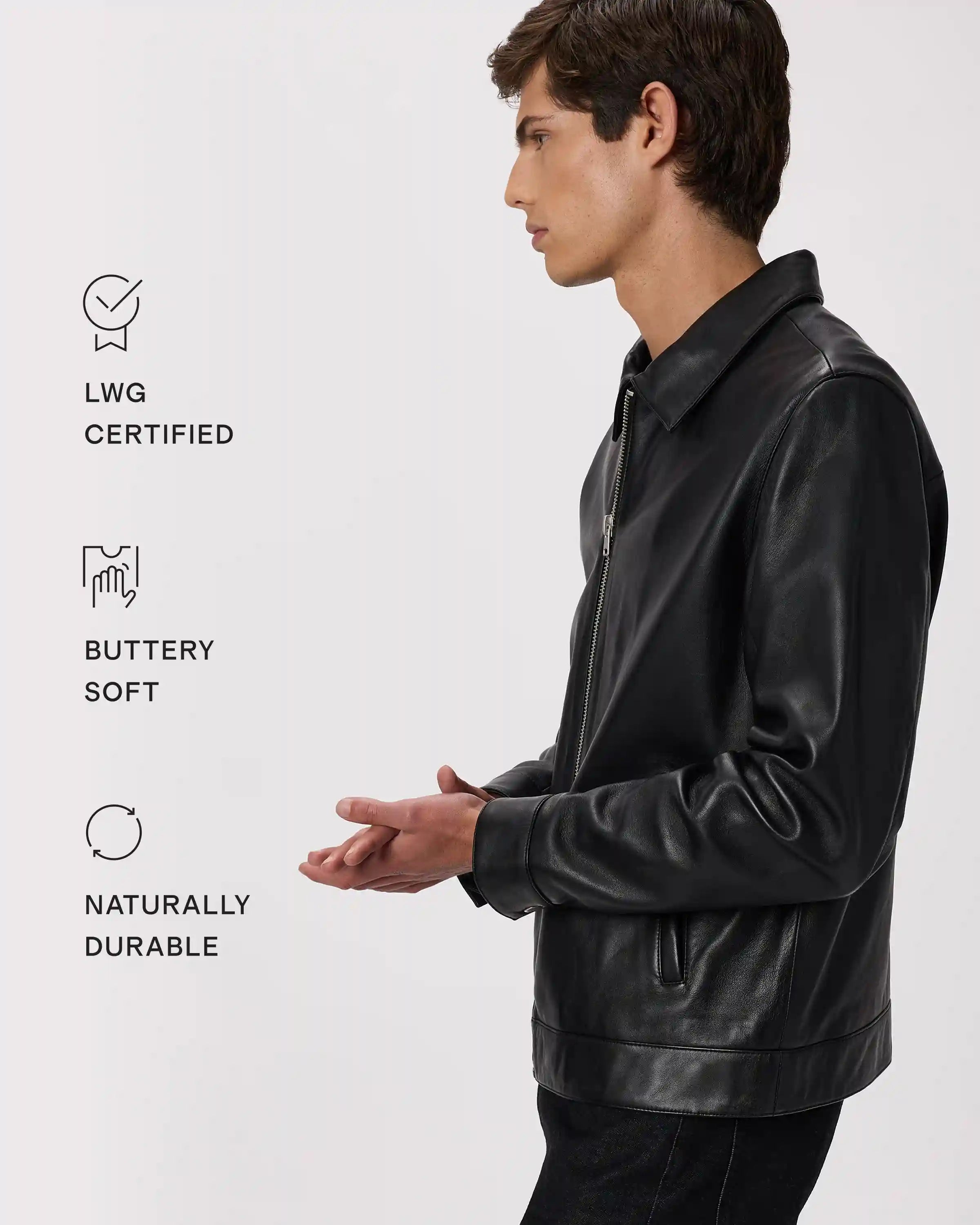 100% Leather Harrington Jacket