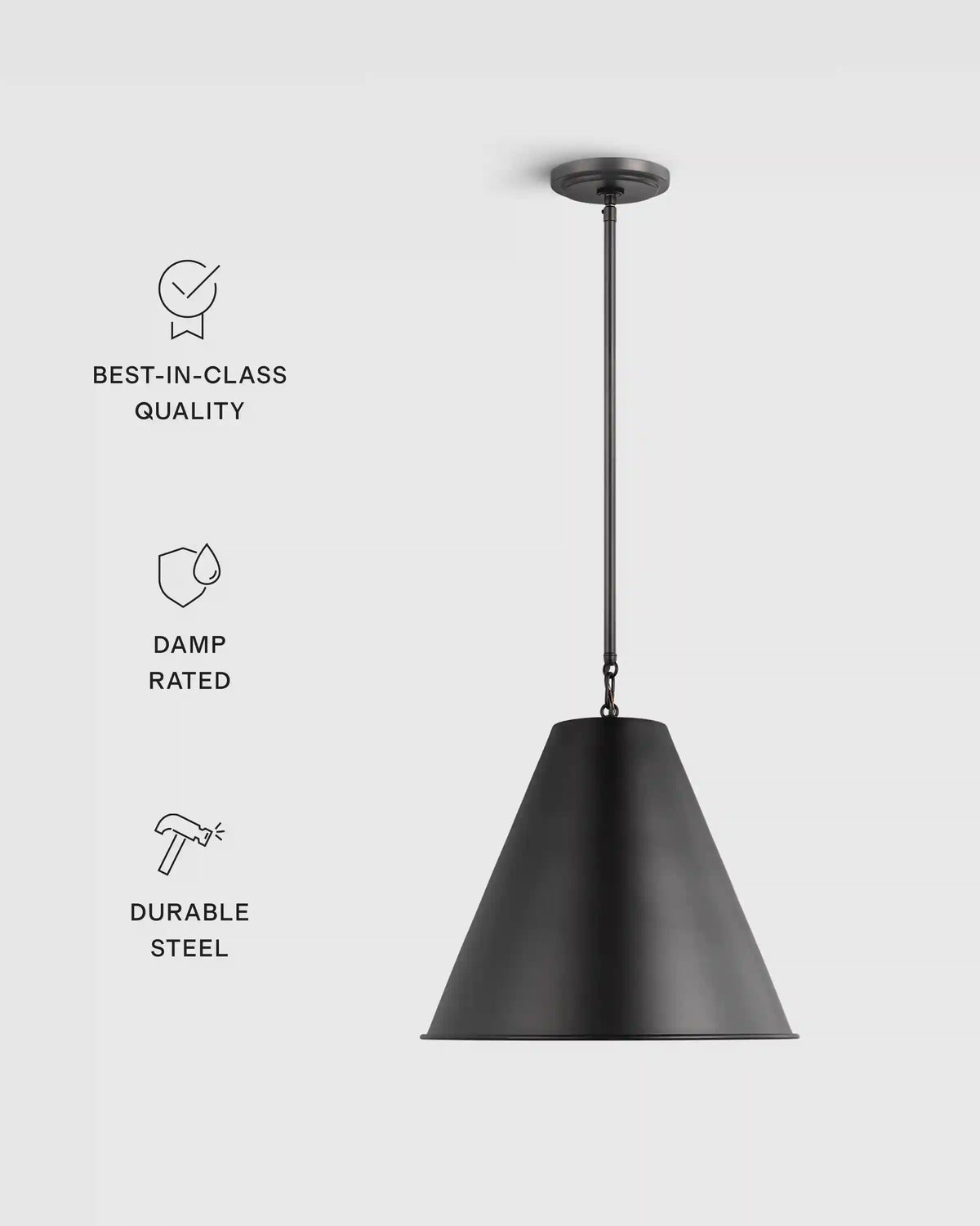Tapered Steel Shade Pendant Light