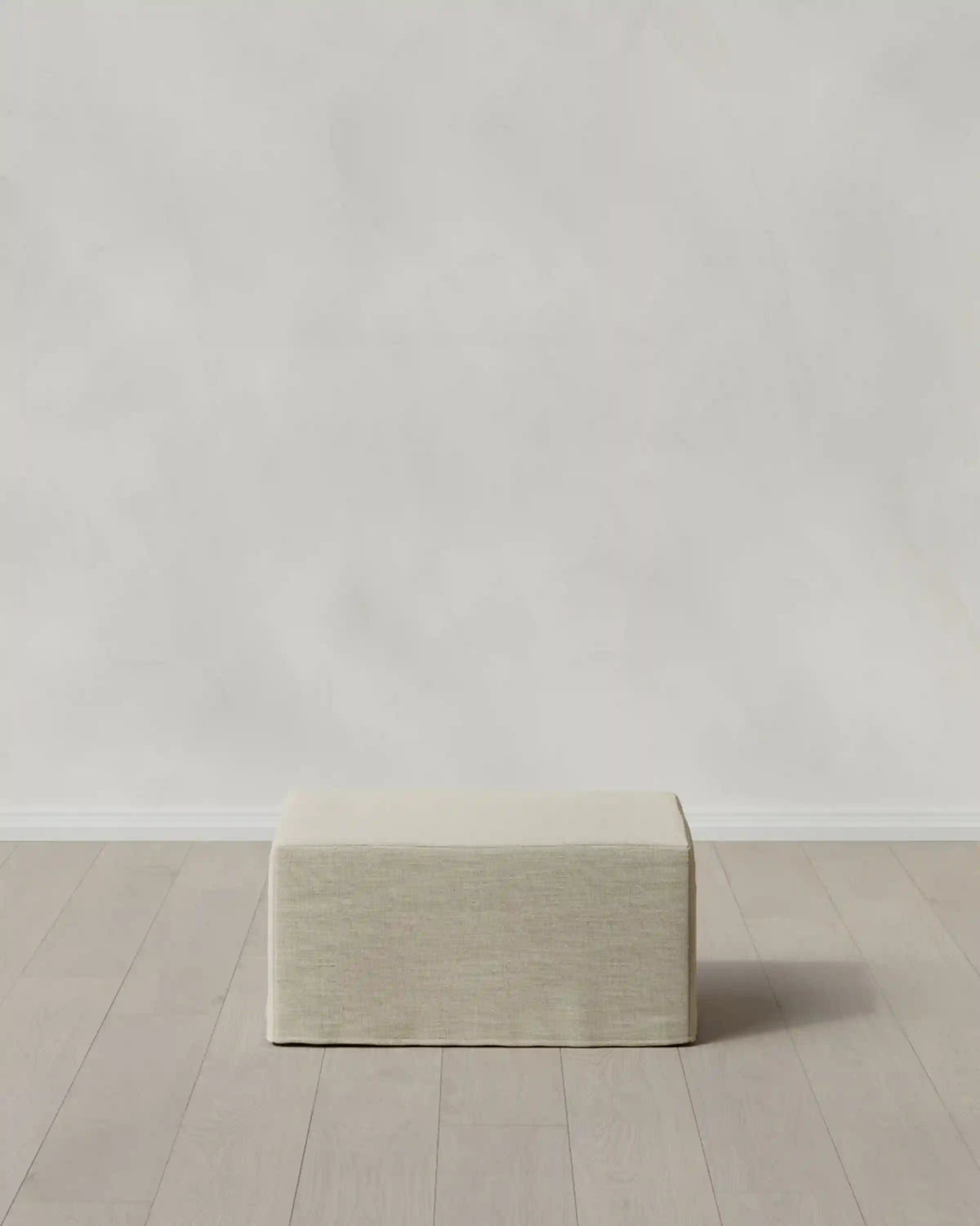 Ellery Slipcover Ottoman in Performance Linen