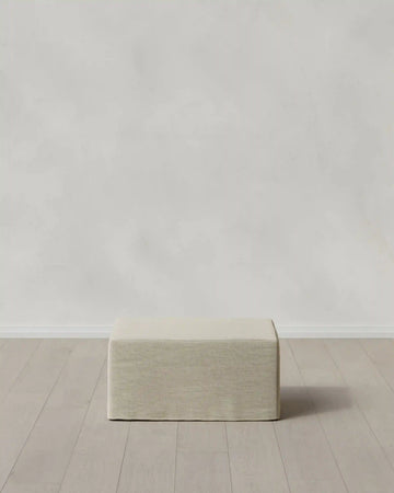 Ellery Slipcover Ottoman in Performance Linen